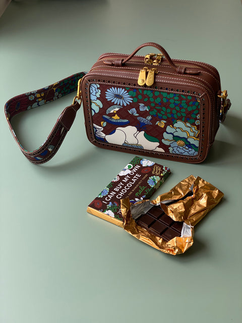 Box Bag (Leather) - Mandi Bunga Chocolate
