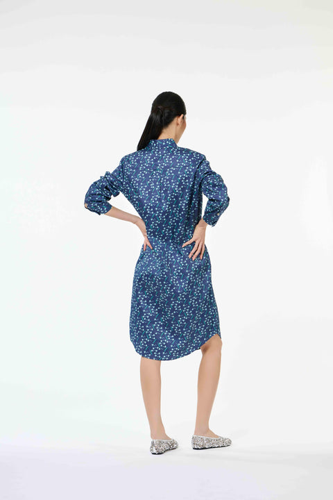 Classic Shirt Dress - Dancing Lady Cobalt