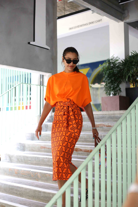 T-Shirt Dress - Crepe Ginger Orange