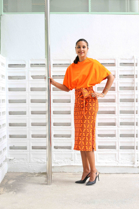 T-Shirt Dress - Crepe Ginger Orange