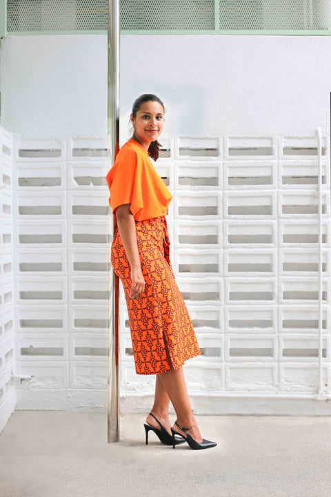 T-Shirt Dress - Crepe Ginger Orange