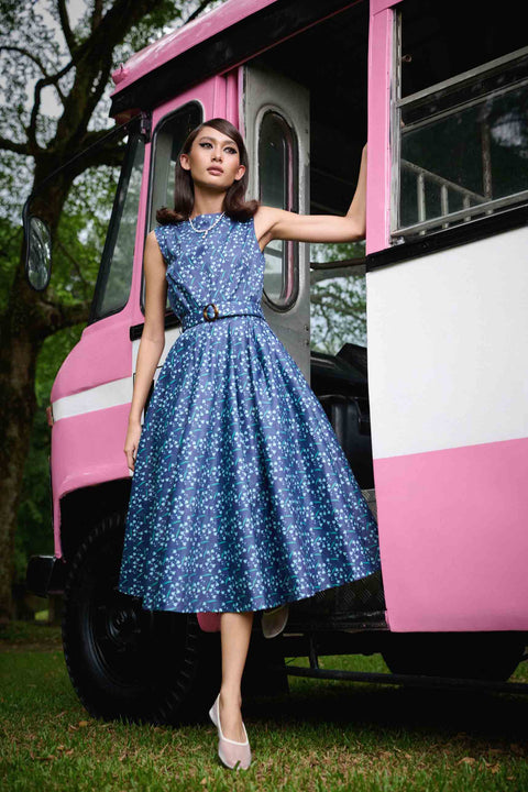 Retro Ladies Dress - Dancing Lady Cobalt