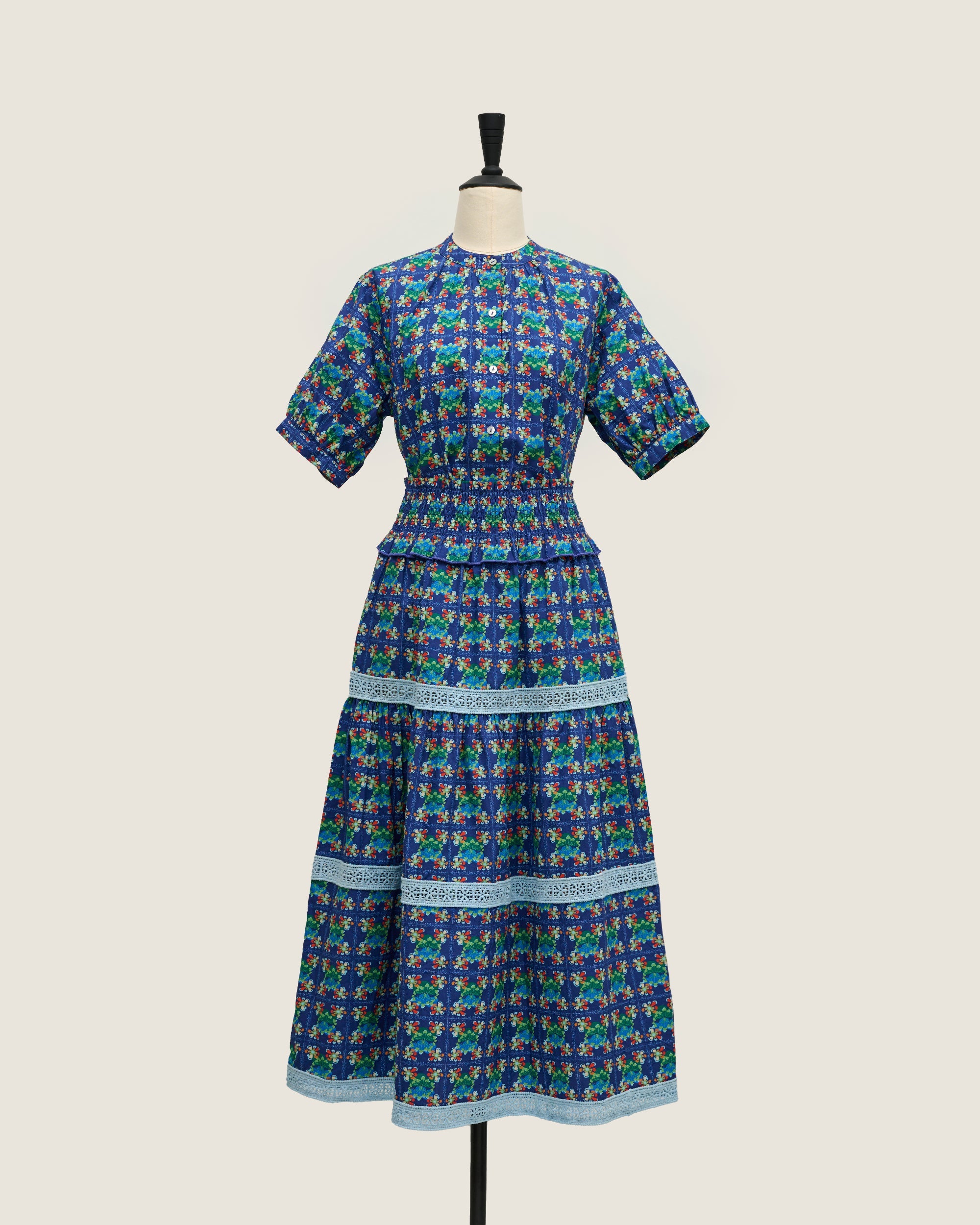 Flexi Skirt - Bunga Raya Tiles Blue