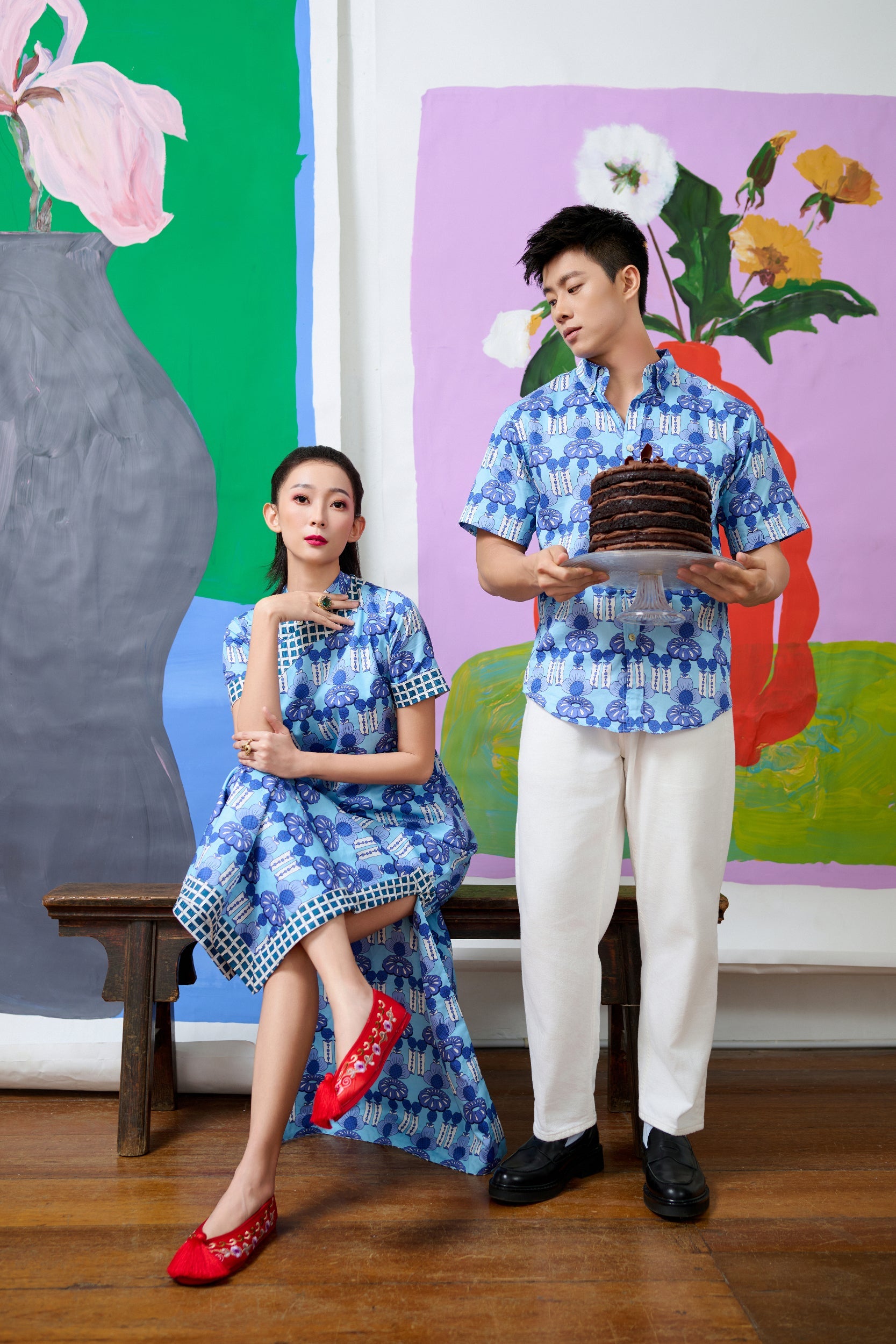 Men's Shirt S/S  - Crystal Blossom Blue