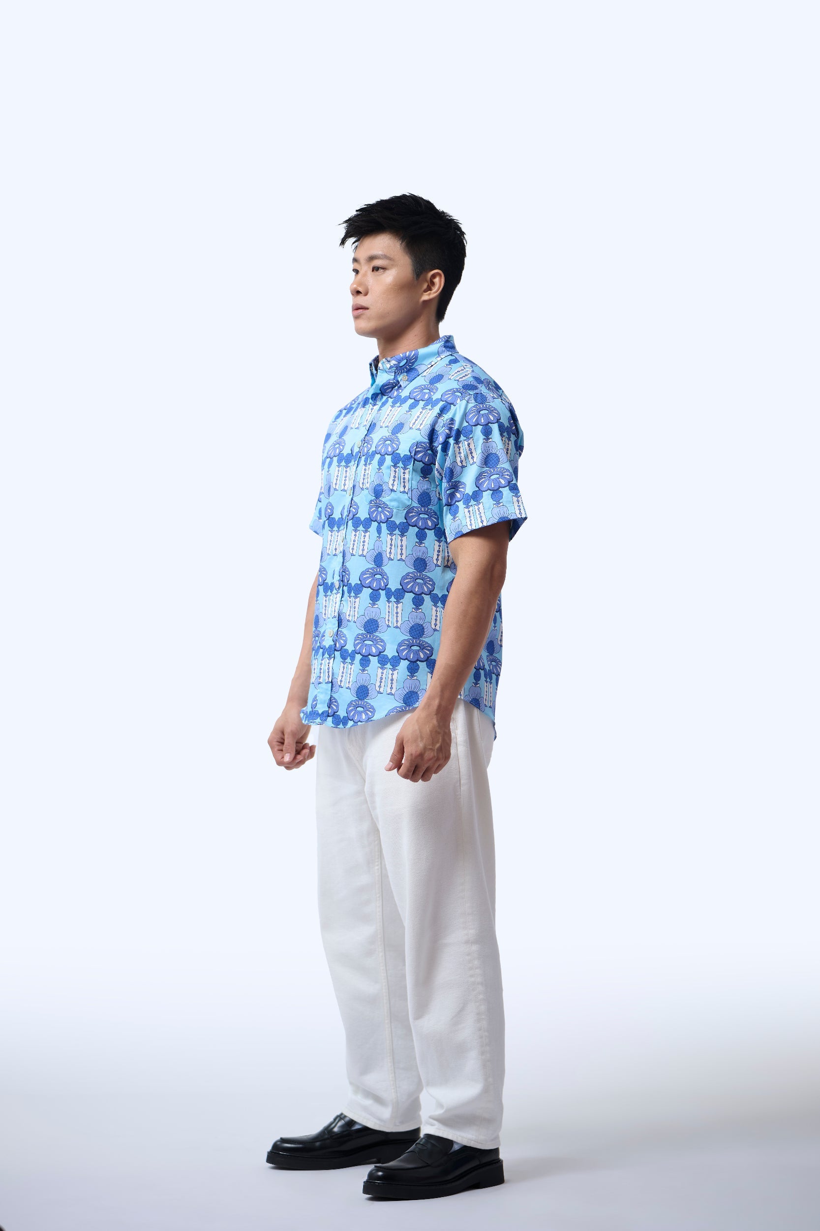 Men's Shirt S/S  - Crystal Blossom Blue