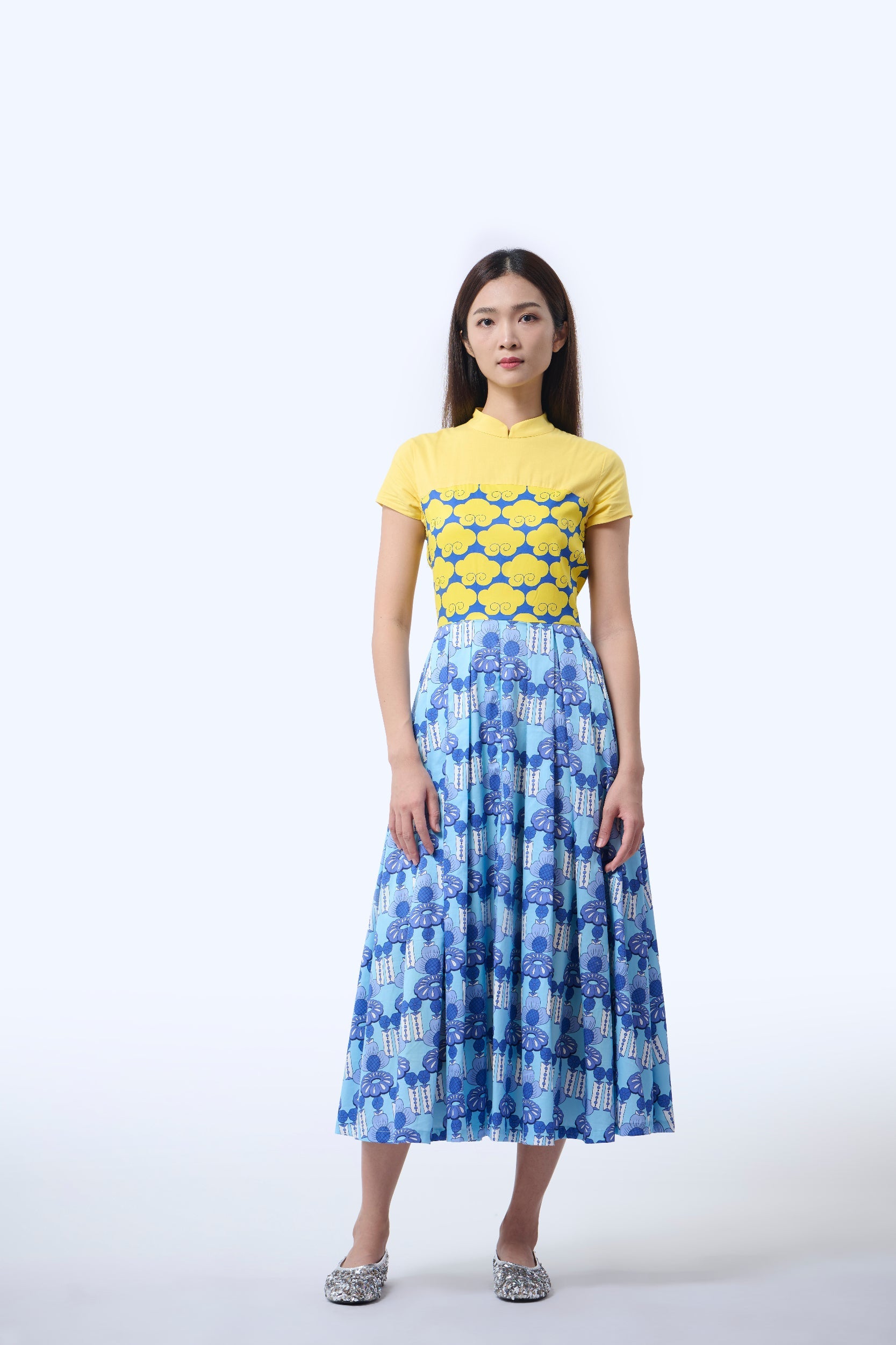 Mix Cheongsam  - Crystal Blossom Blue