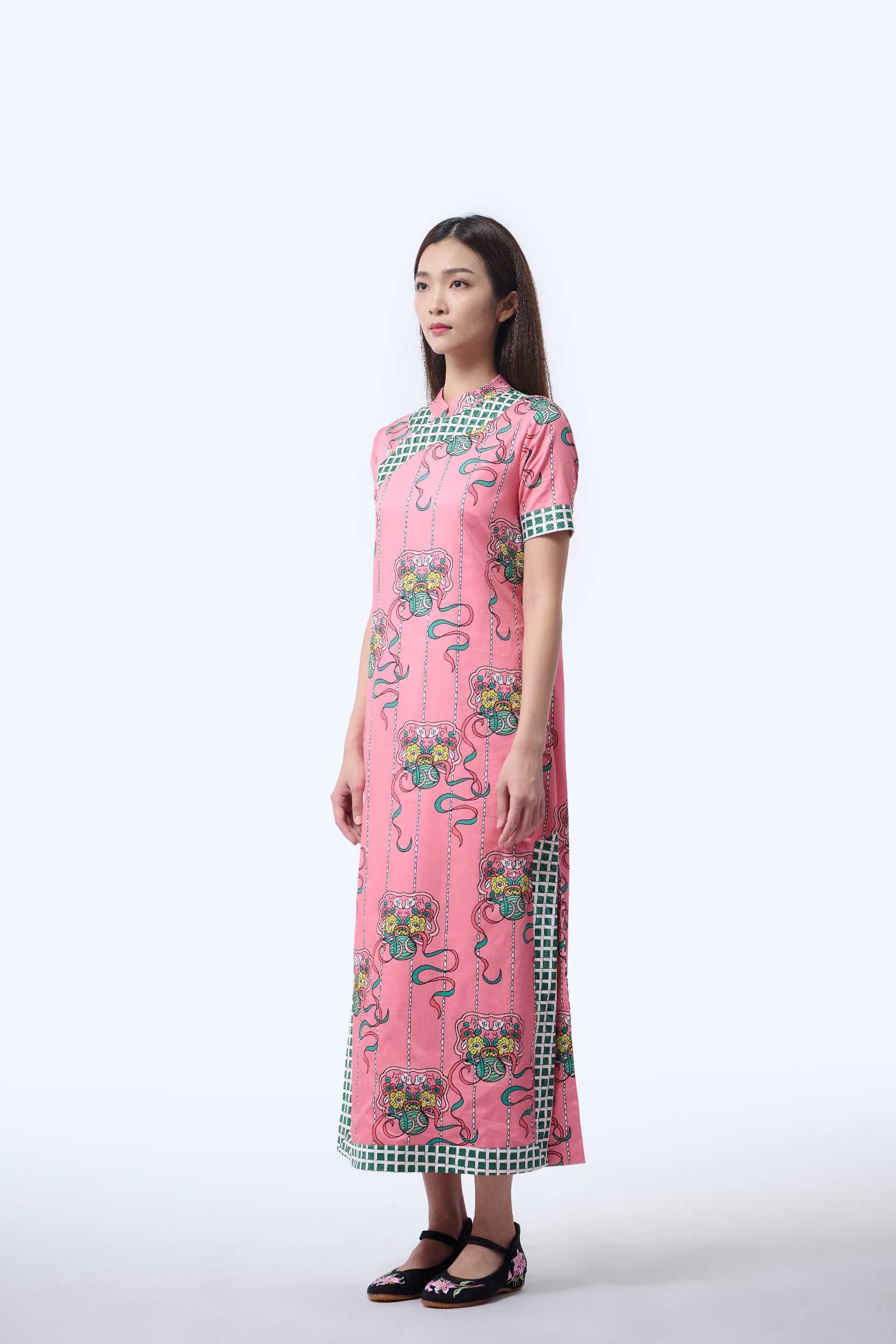 Long Cheongsam  - Ribbons Persimmon