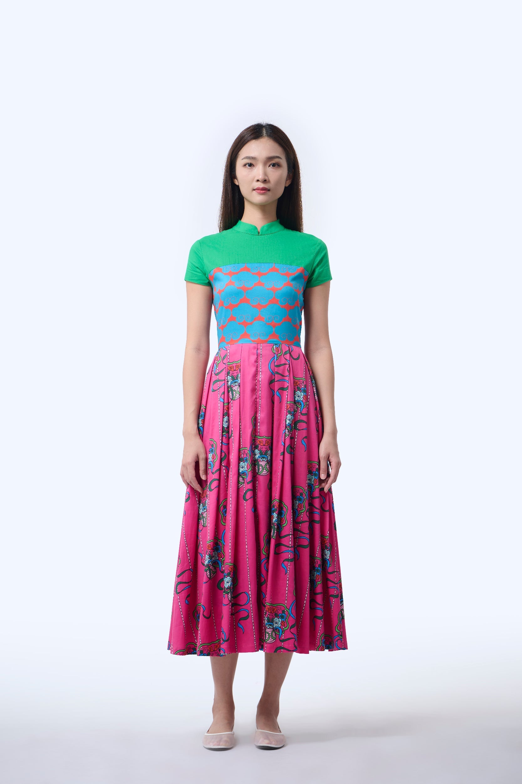 Mix Cheongsam  - Ribbons Magenta