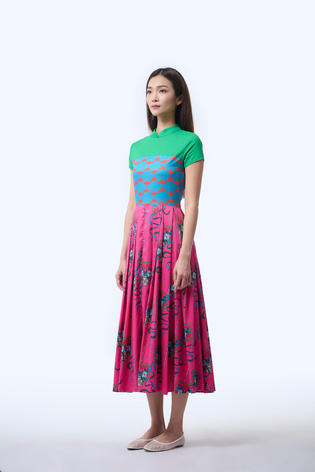 Mix Cheongsam  - Ribbons Magenta