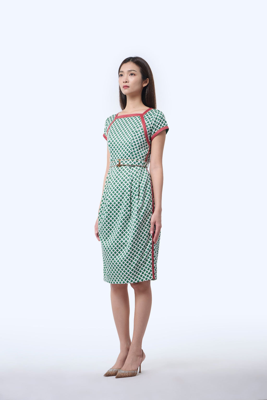 Boatneck Cheongsam  - Love Lace II Green