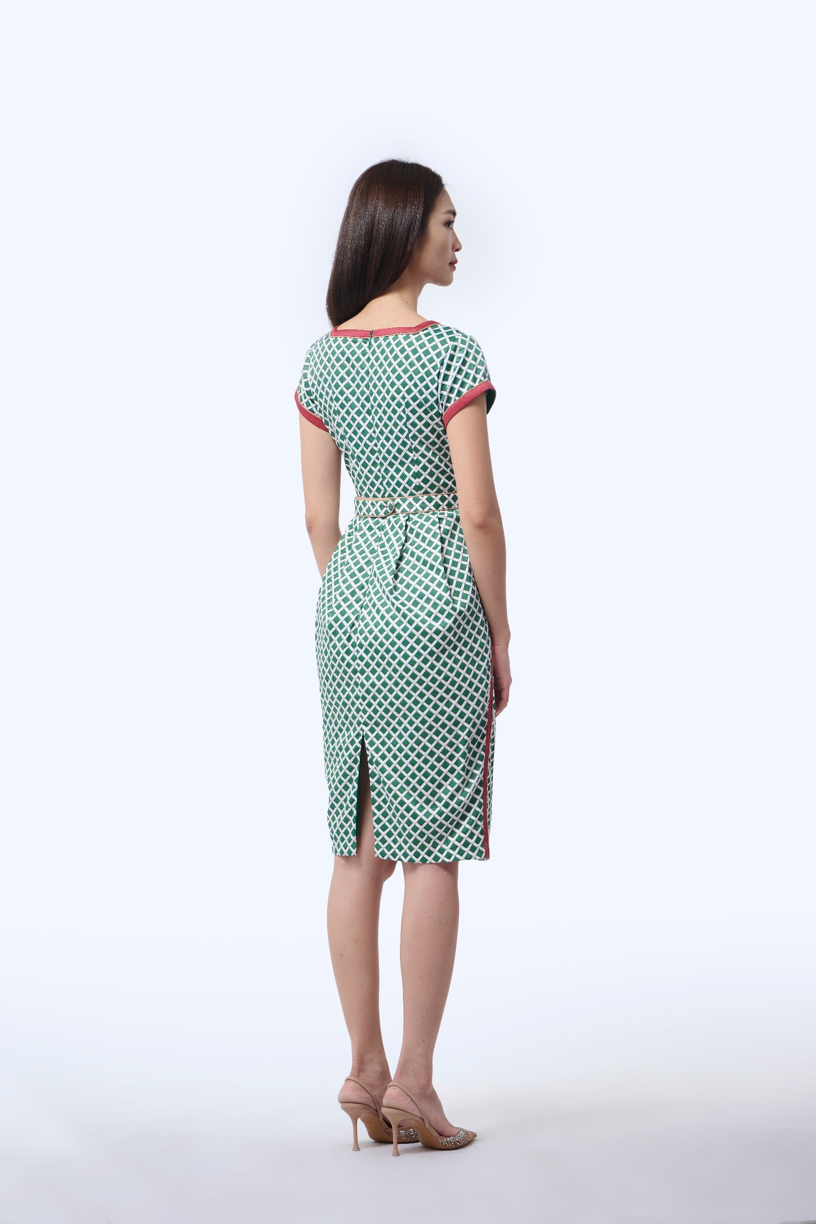 Boatneck Cheongsam  - Love Lace II Green