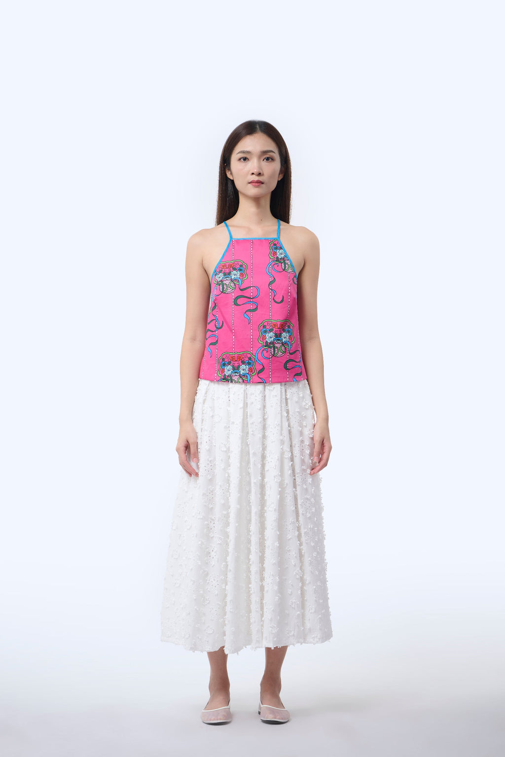 Chinese Bustier - Ribbons Magenta