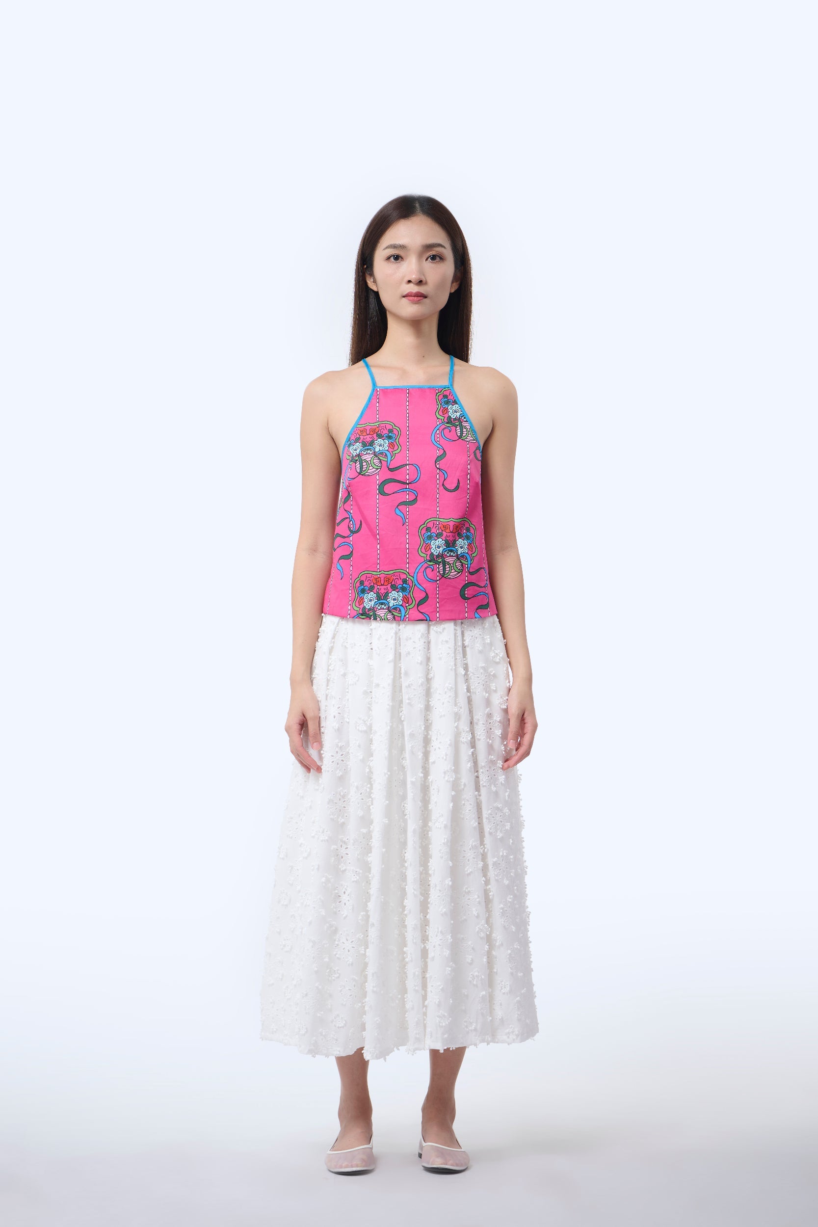 Chinese Bustier - Ribbons Magenta