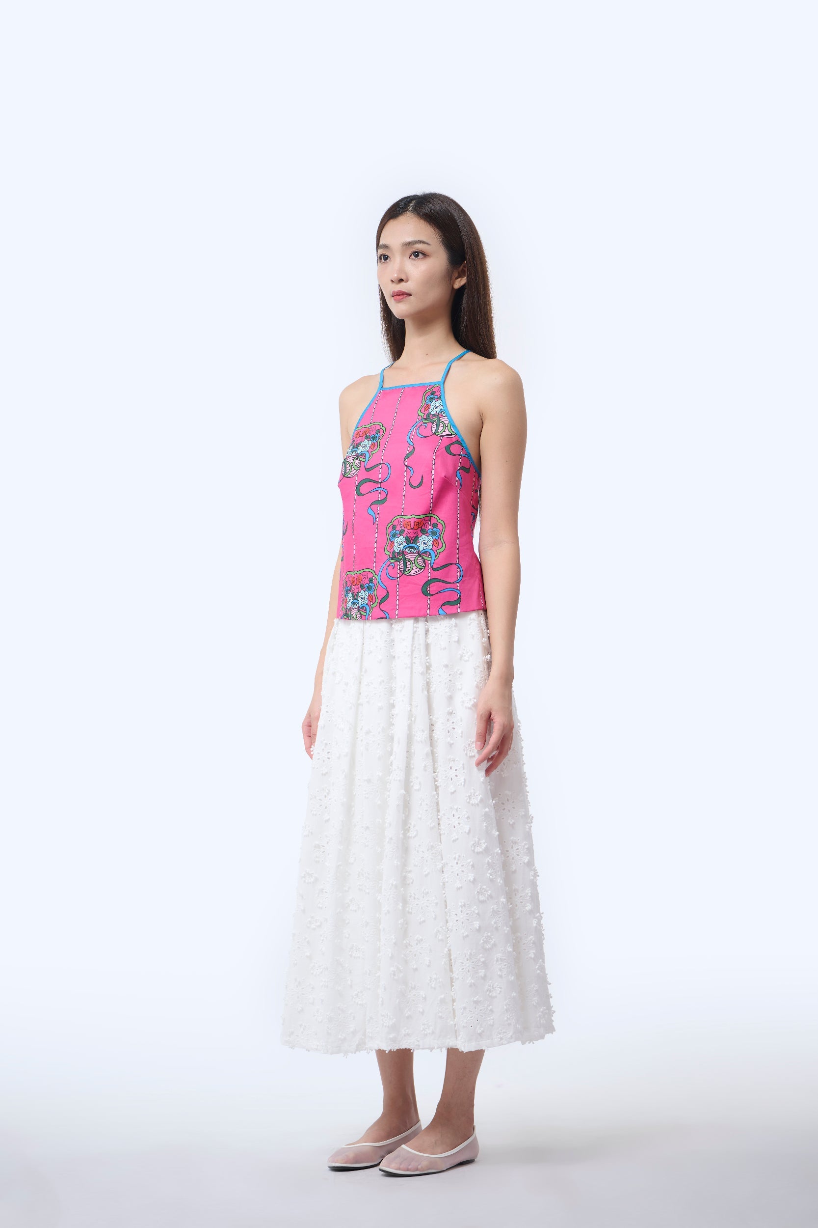 Chinese Bustier - Ribbons Magenta