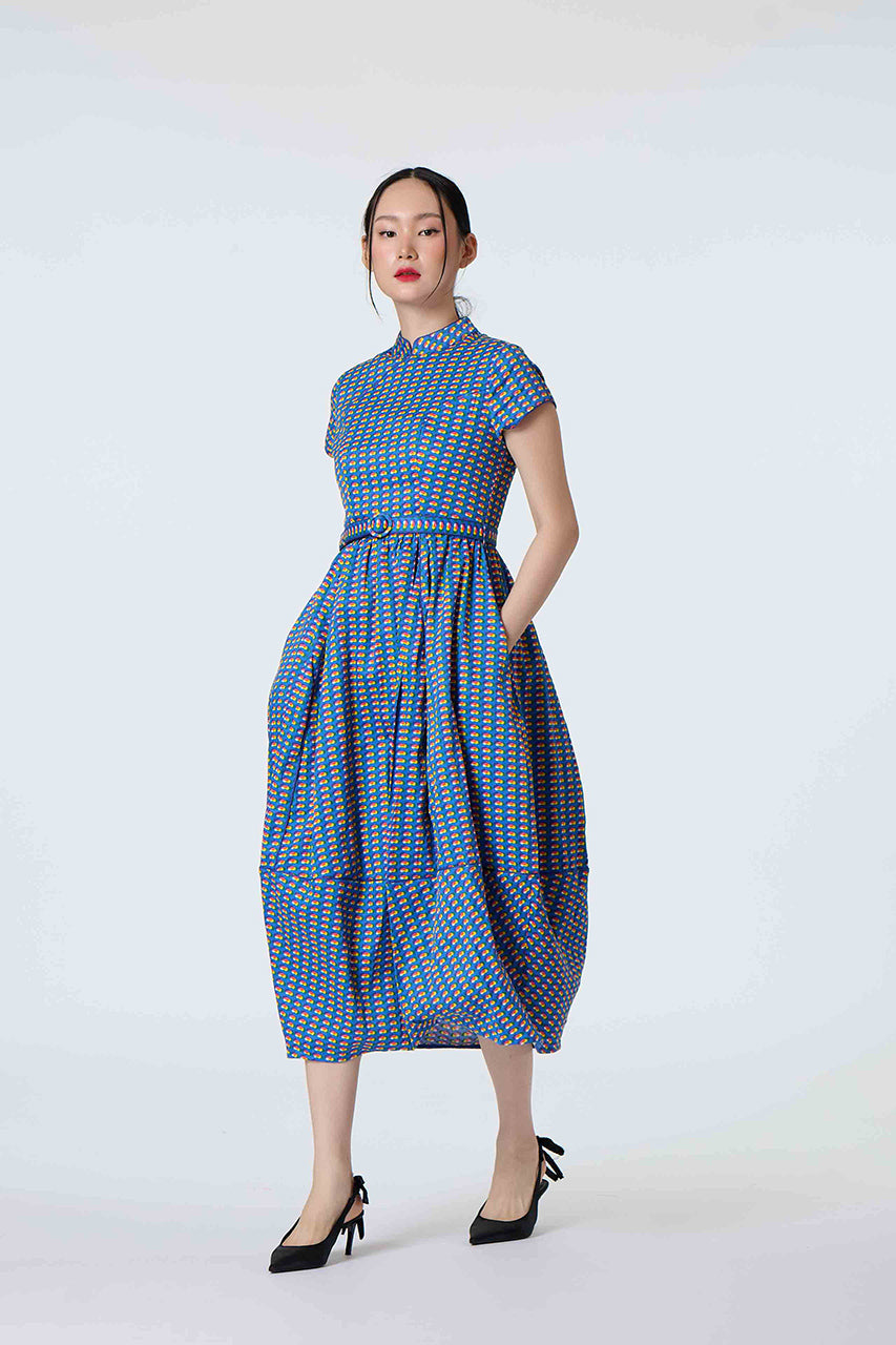 Balloon Cheongsam - Grow With The Flow Blue