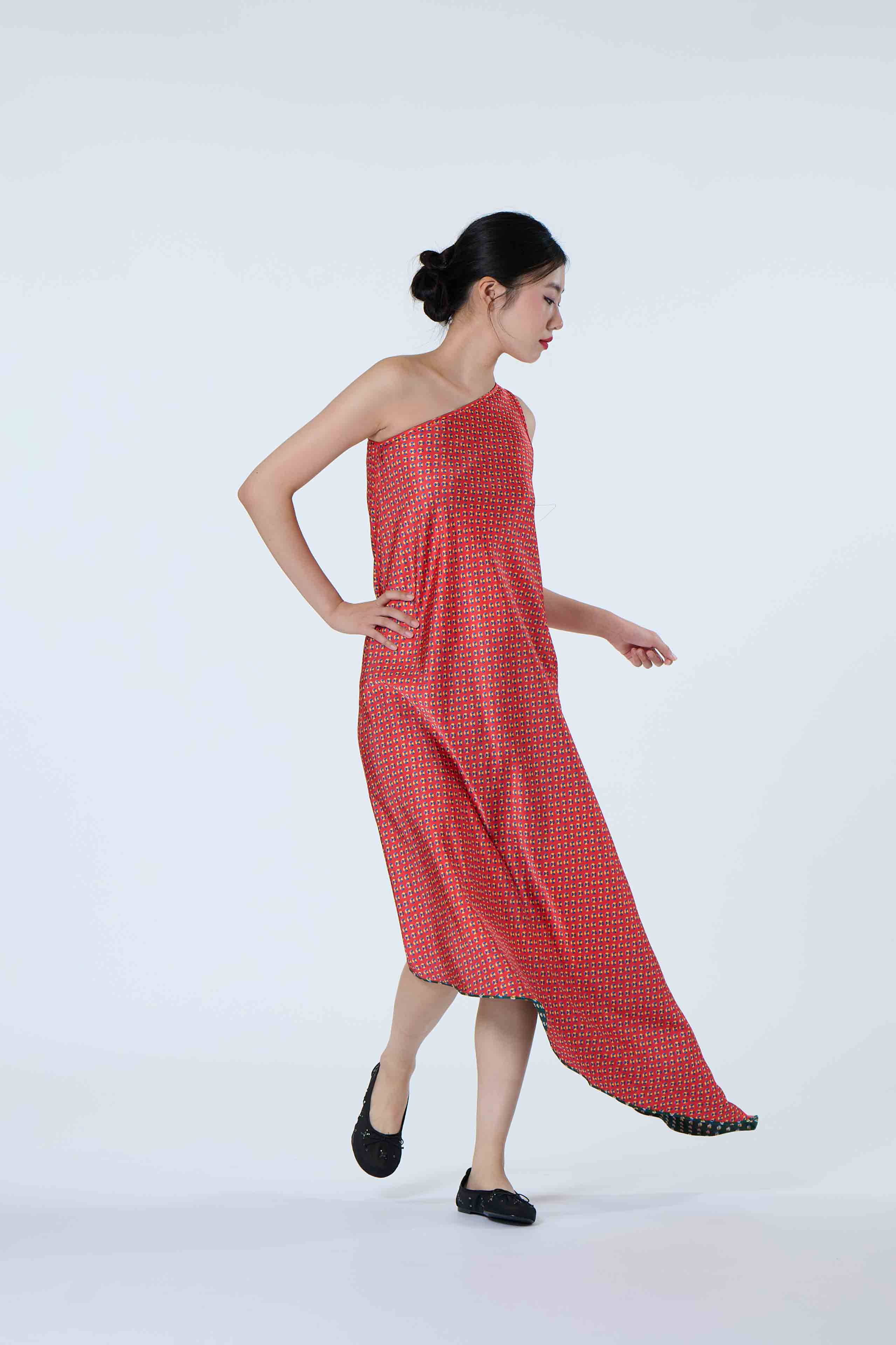 Satin Shoulder Dress (Reversible) - Heaven Lotus