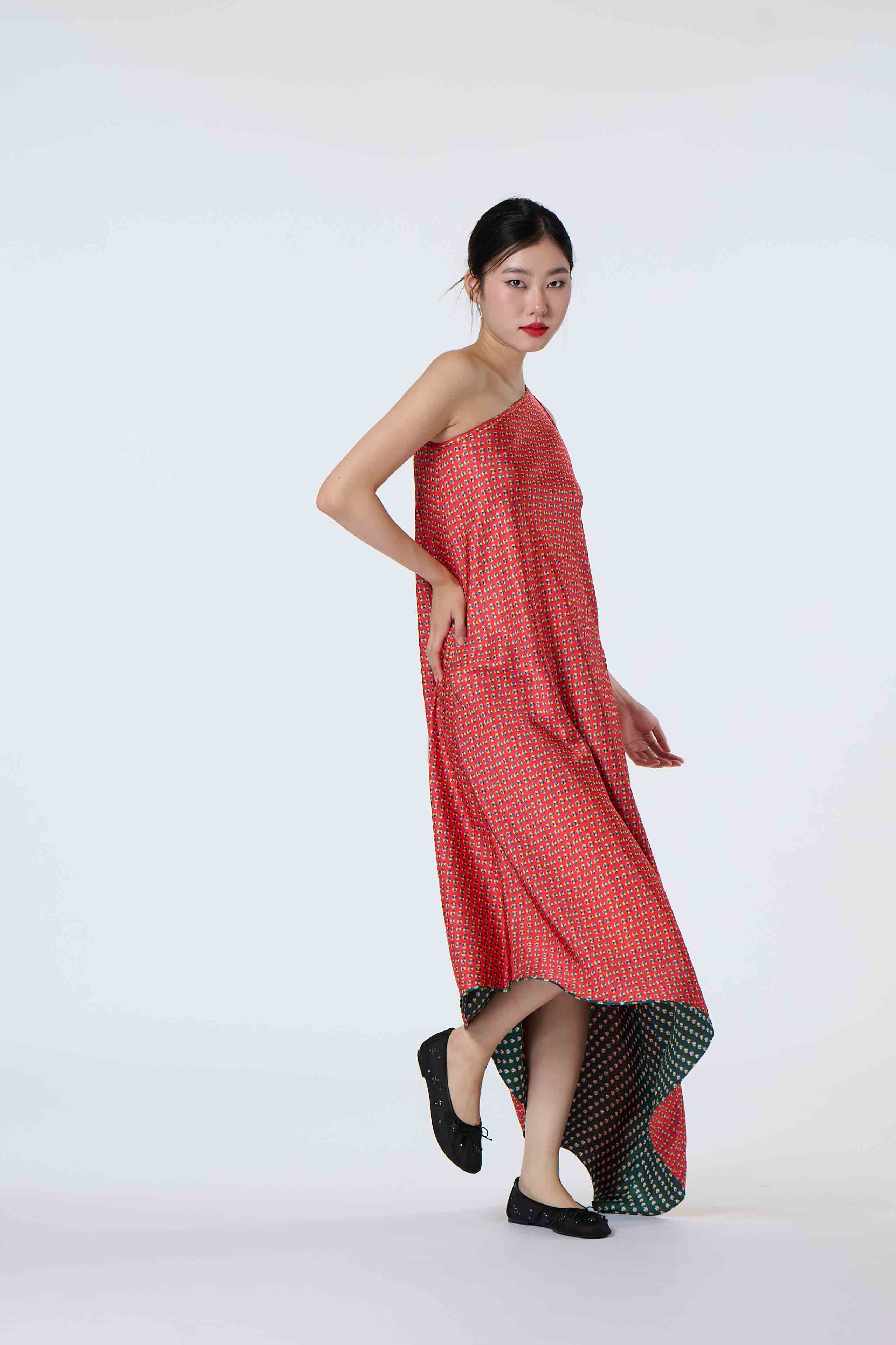 Satin Shoulder Dress (Reversible) - Heaven Lotus