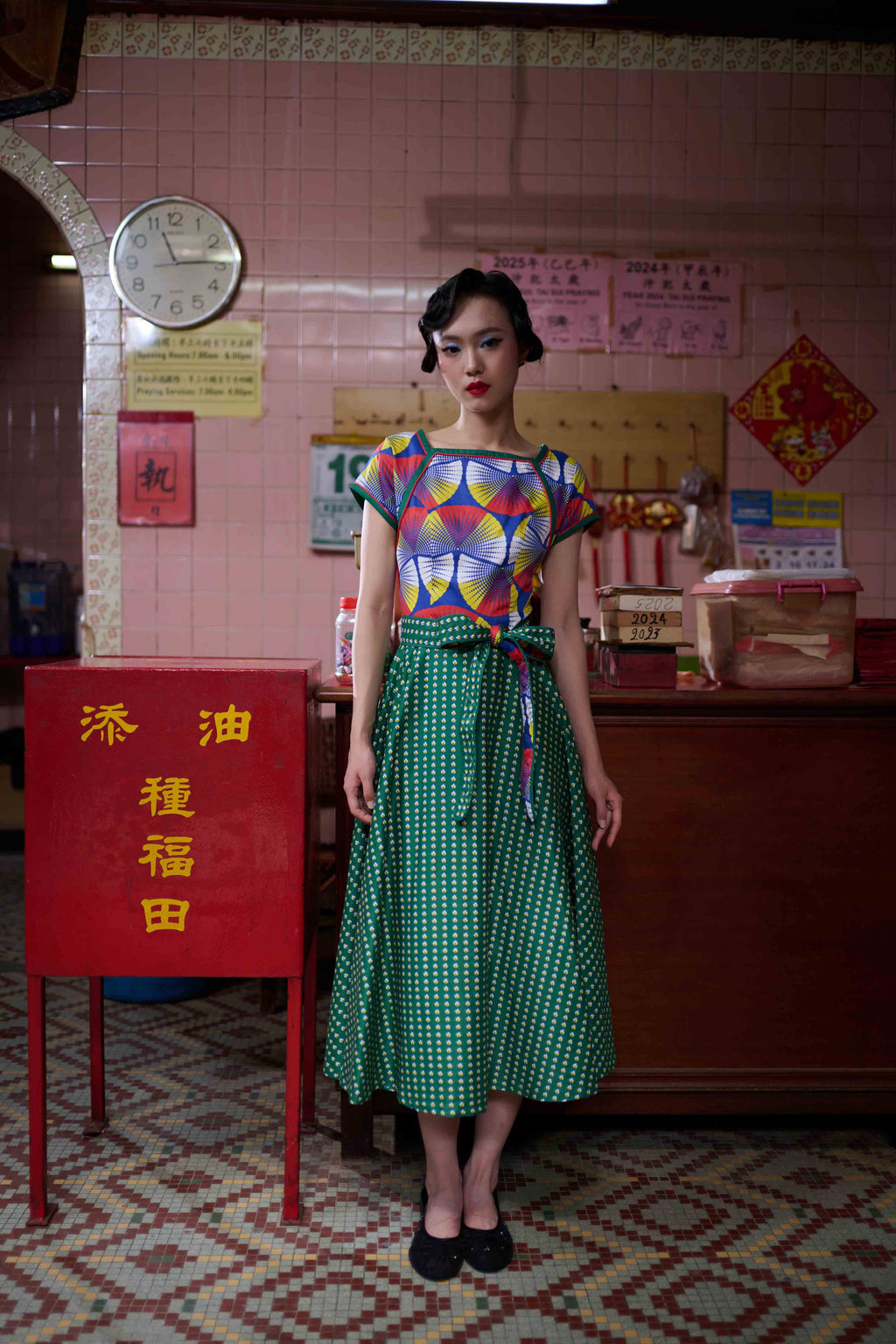 Boatneck Cheongsam - I'm On Fire Green