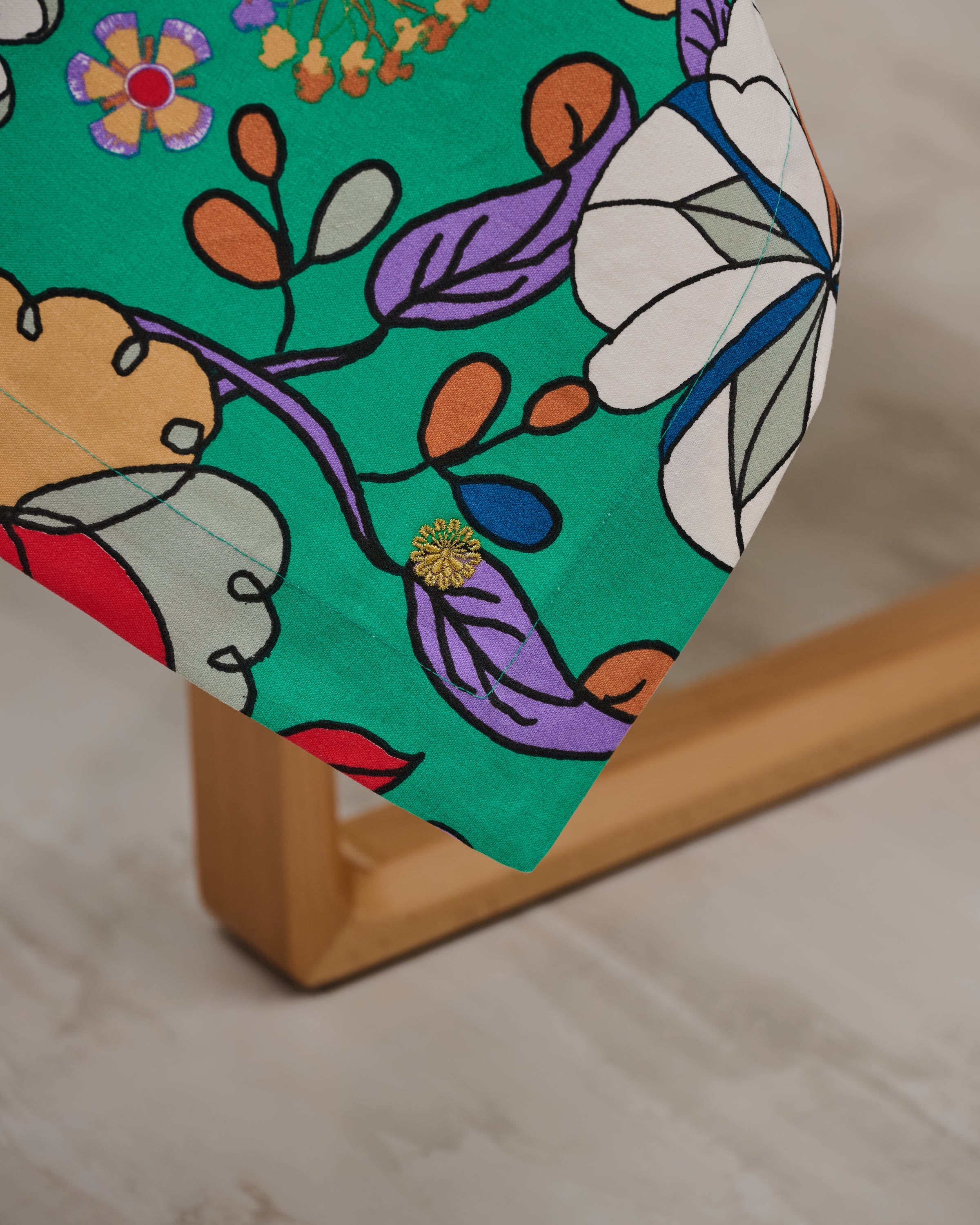 Square Table Cloth - Bunga Raya Green