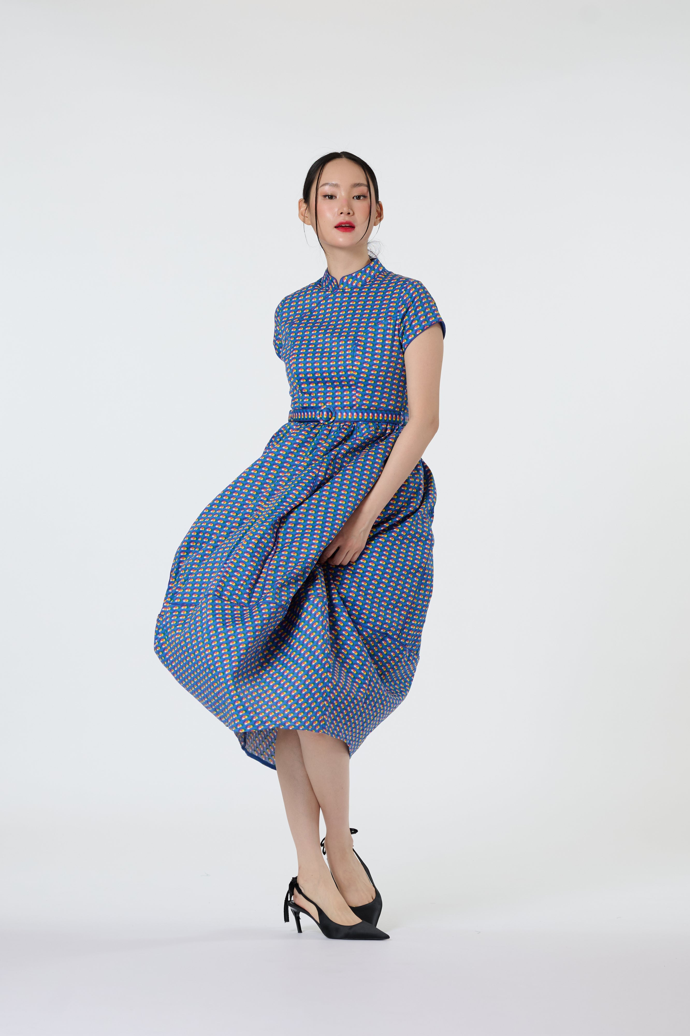 Balloon Cheongsam - Grow With The Flow Blue