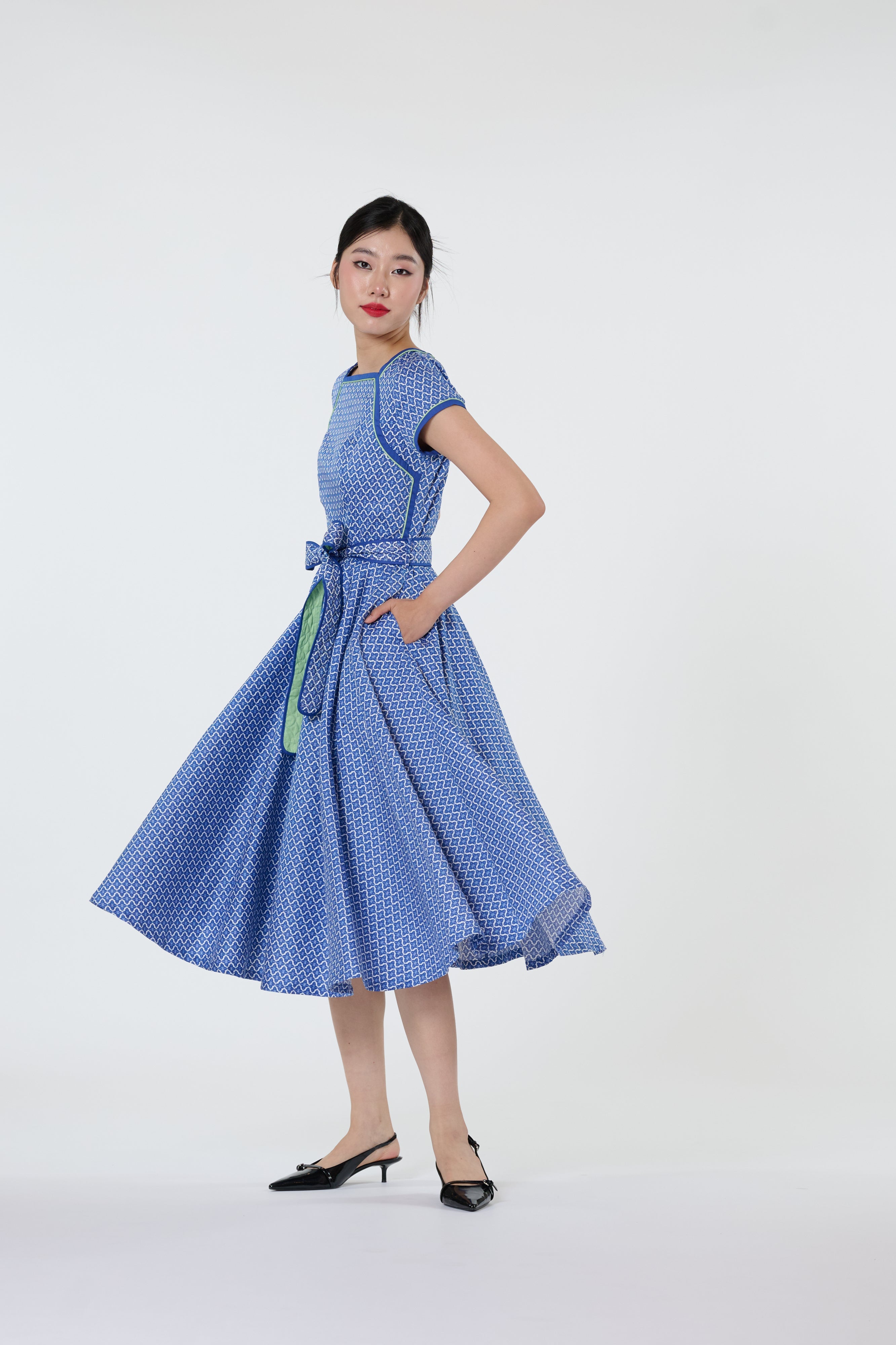 Boatneck Cheongsam - Sharp In Style Blue