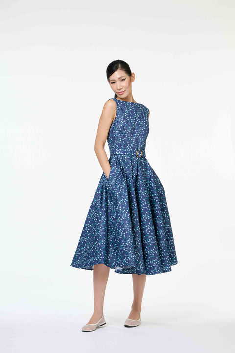 Retro Ladies Dress - Dancing Lady Cobalt