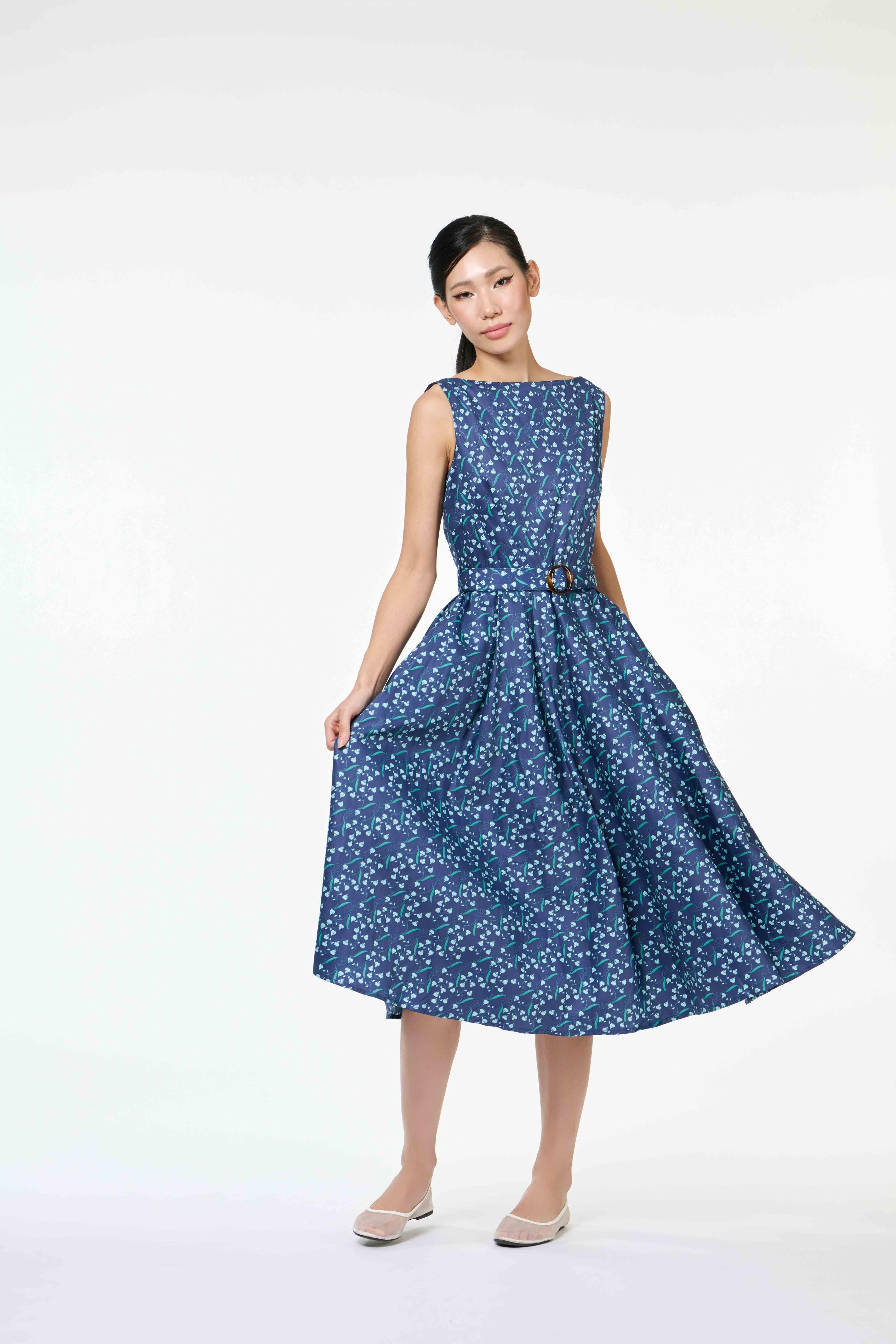 Retro Ladies Dress - Dancing Lady Cobalt