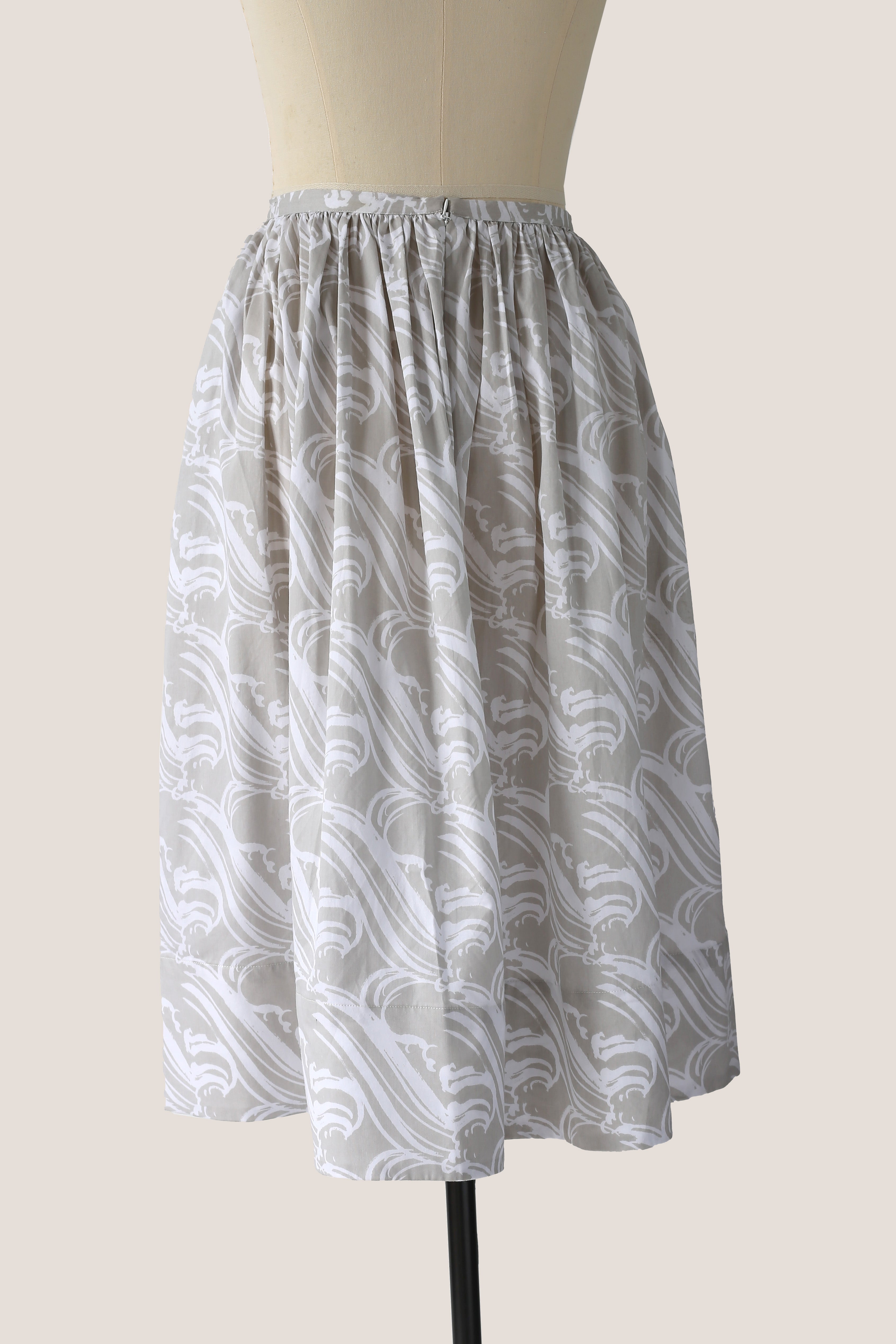 Pleated Knee Length Skirt - Bamboo Sticks