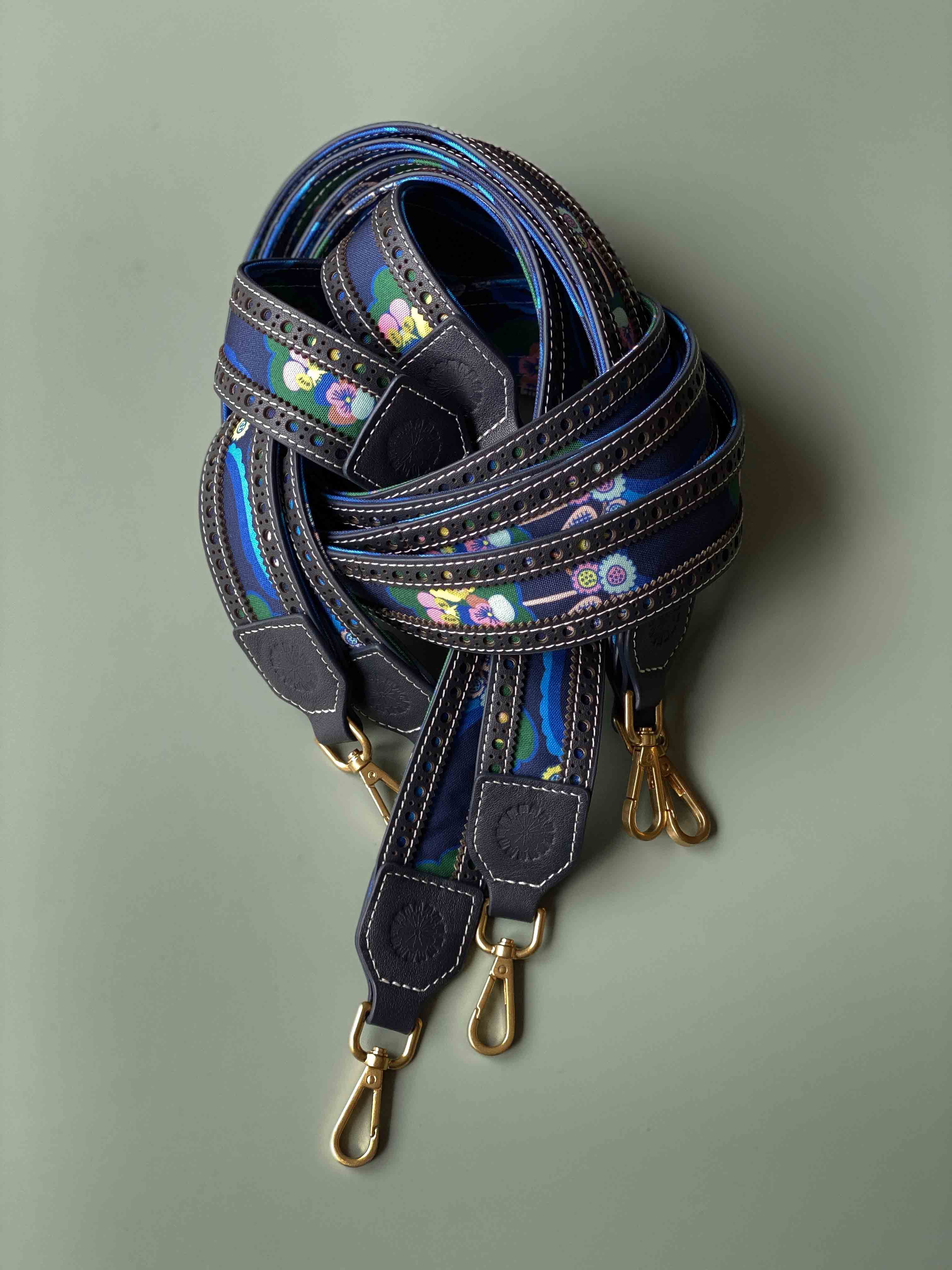 Shoulder Strap (Leather) - Violets & Radicchio