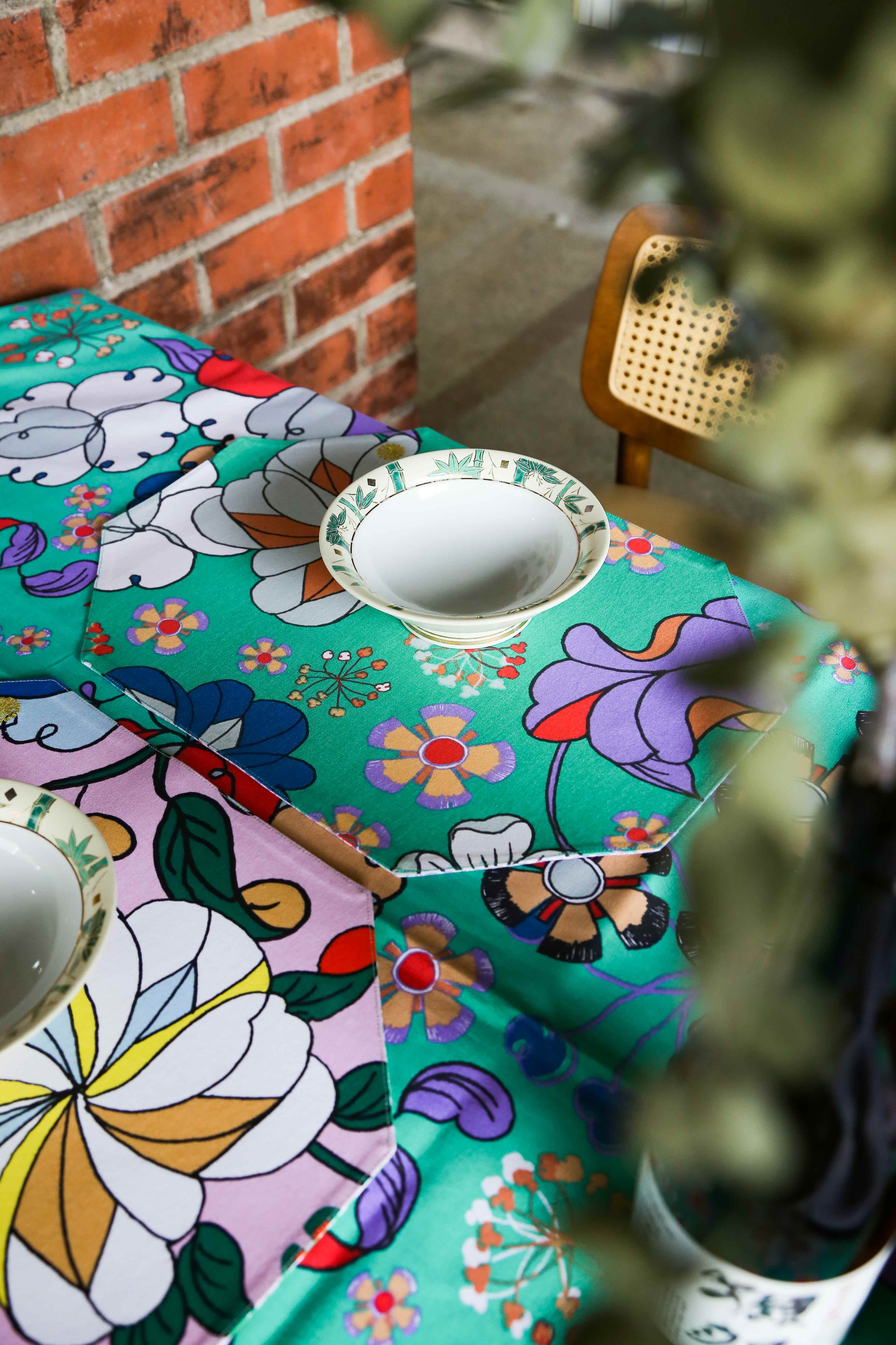 Rectangular Placemat - Bunga Raya Green