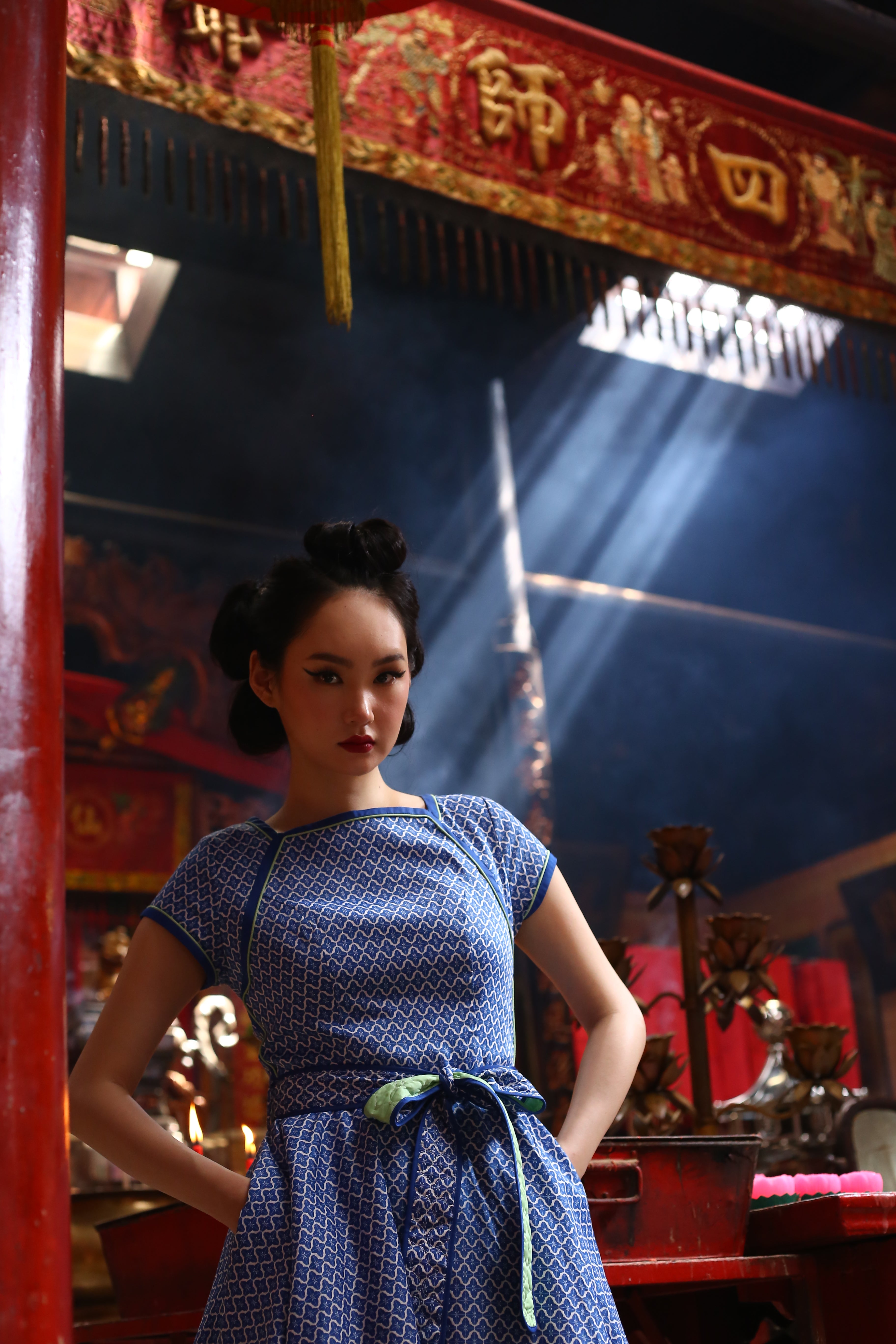 Boatneck Cheongsam - Sharp In Style Blue