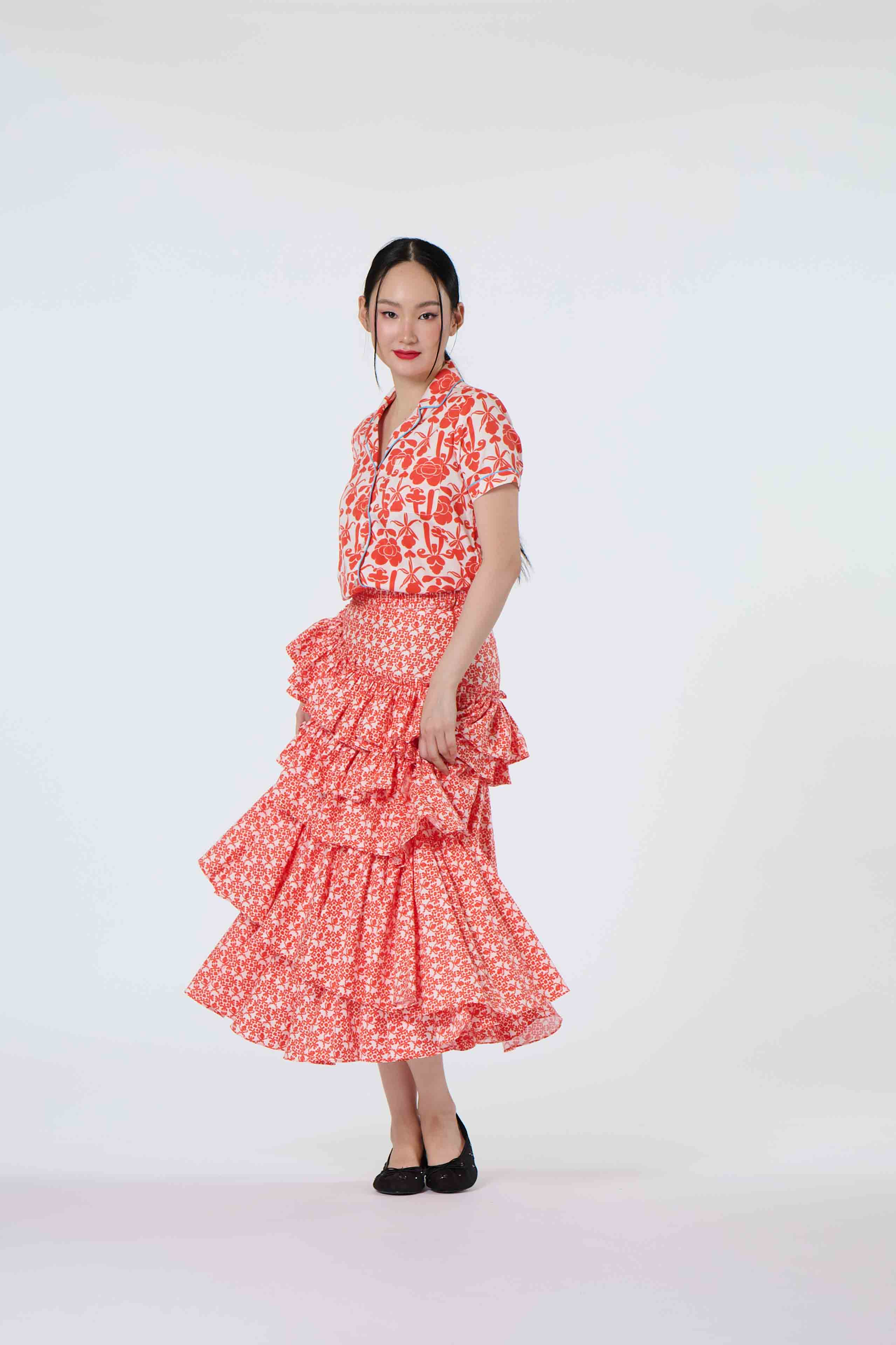 Classic Ladies Shirt - Lan Hua, Red With Love