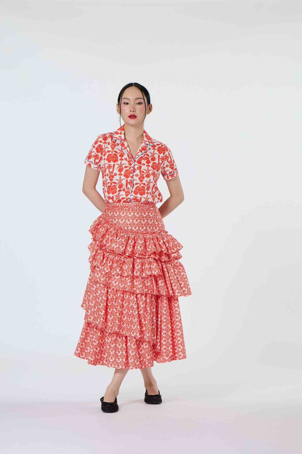 Classic Ladies Shirt - Lan Hua, Red With Love