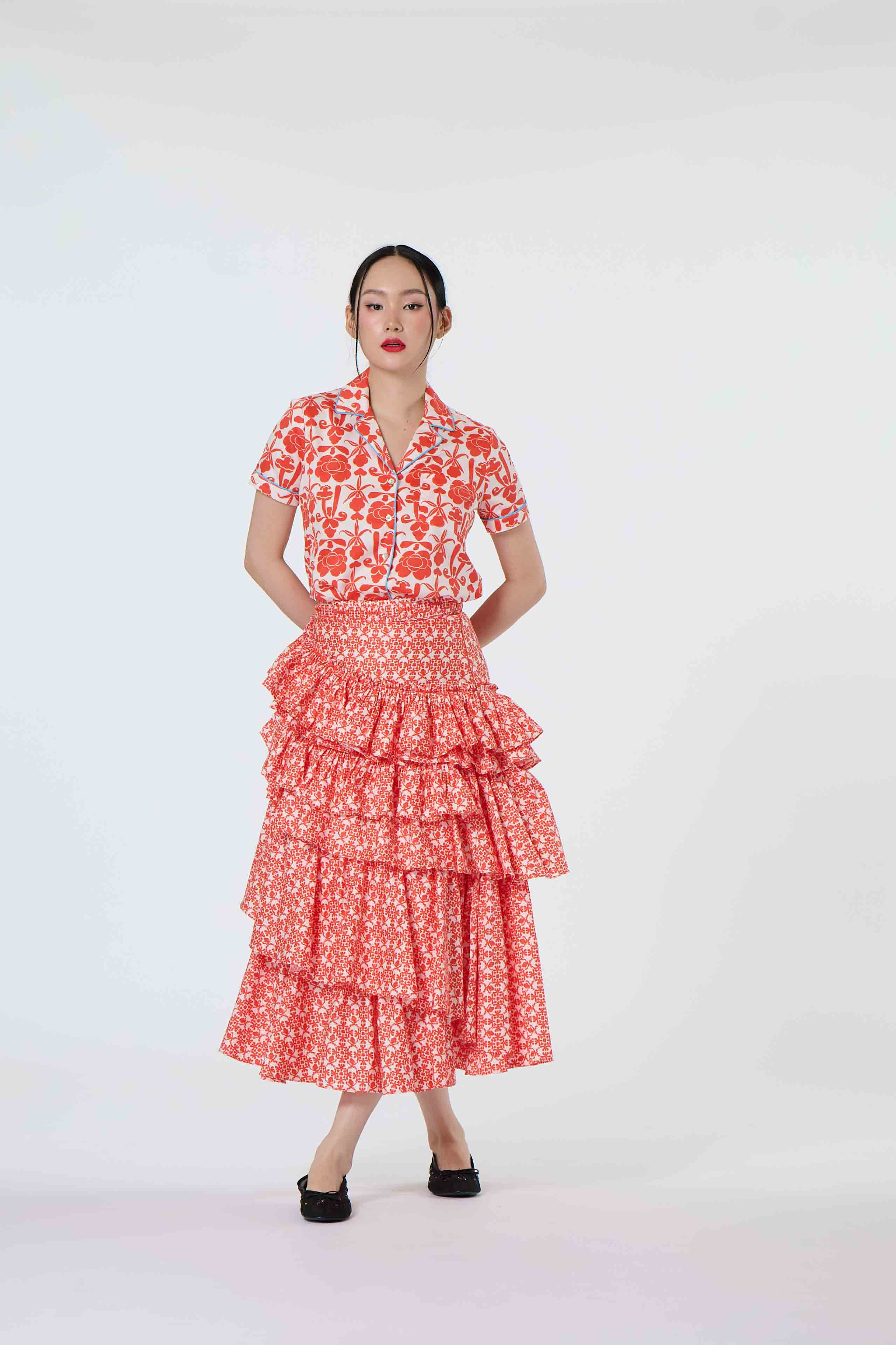 Classic Ladies Shirt - Lan Hua, Red With Love