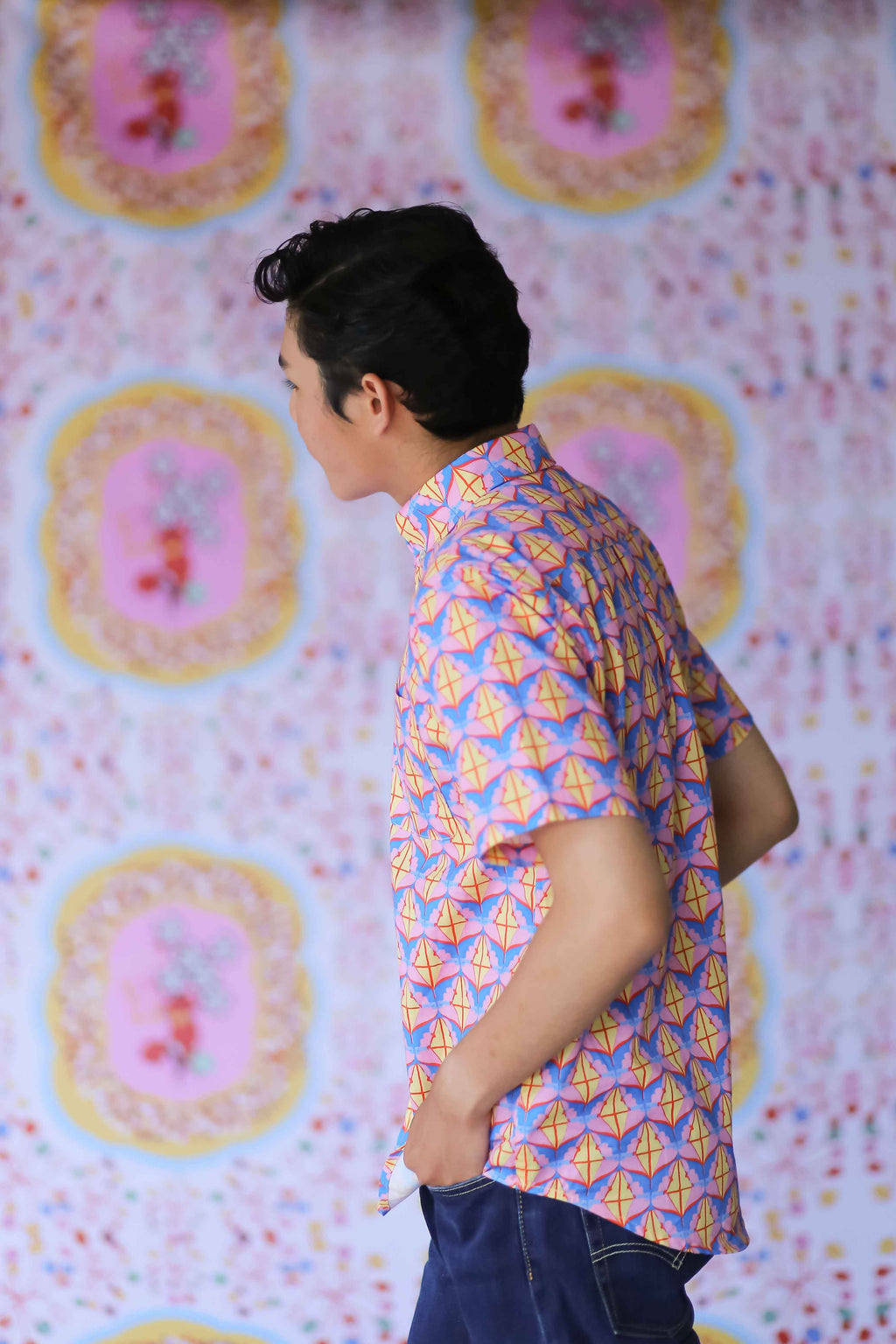 Men’s Shirt - Diamond's & Flowers Pink