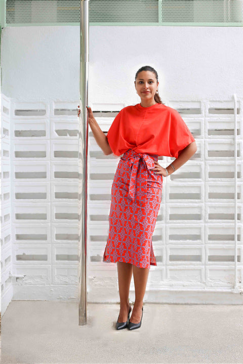 T-Shirt Dress - Crepe Ginger Cherry