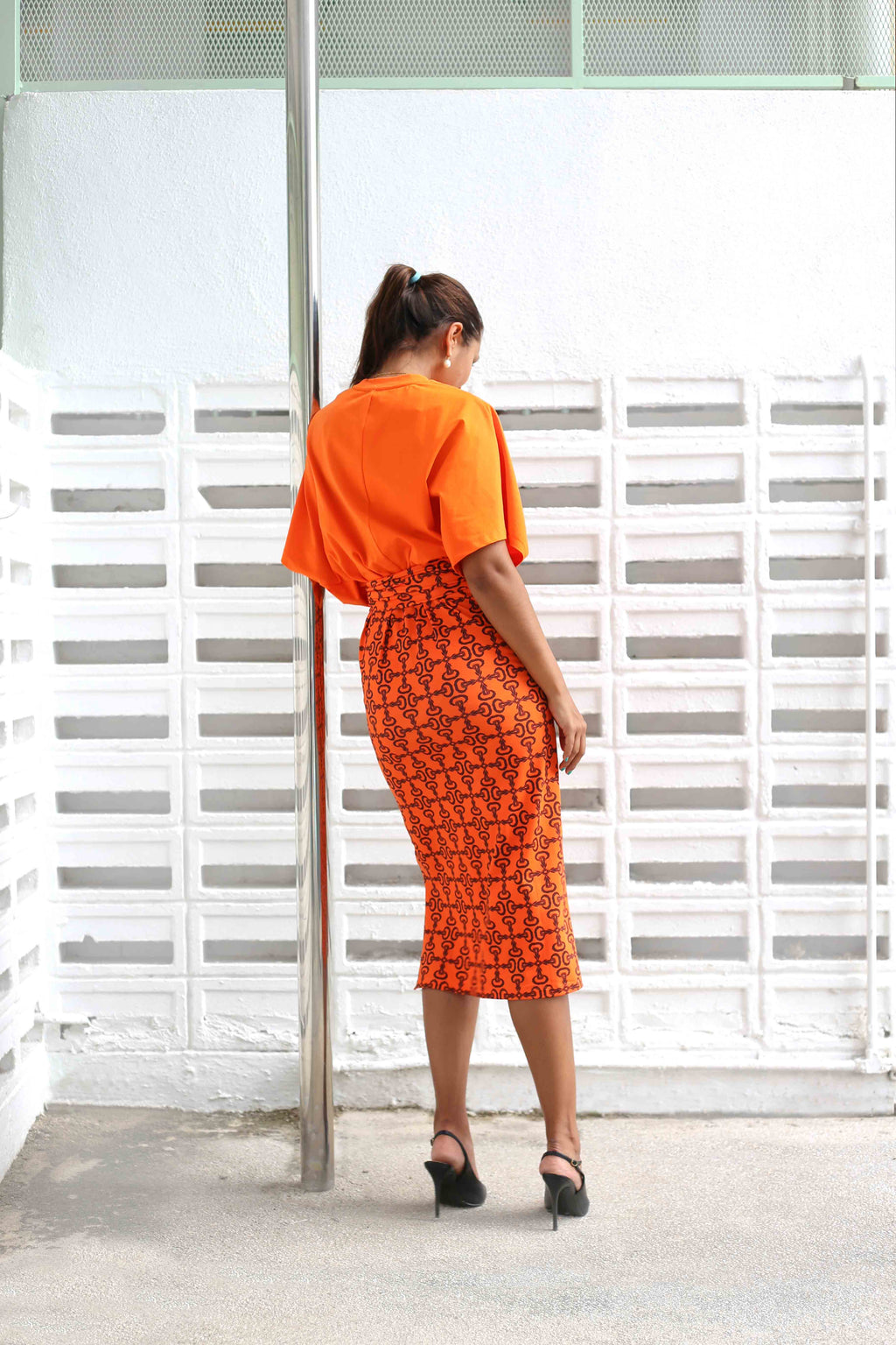T-Shirt Dress - Crepe Ginger Orange