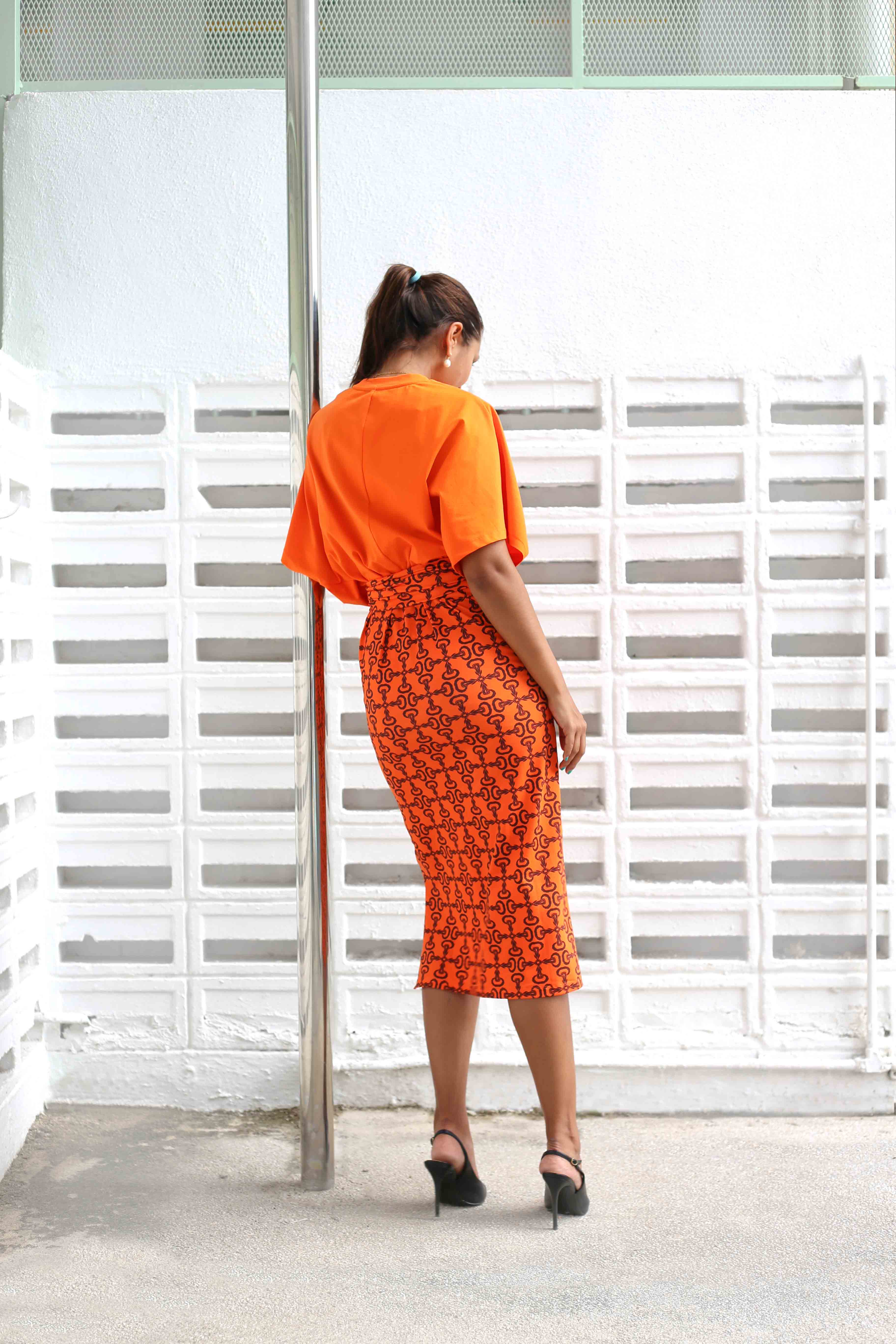 T-Shirt Dress - Crepe Ginger Orange