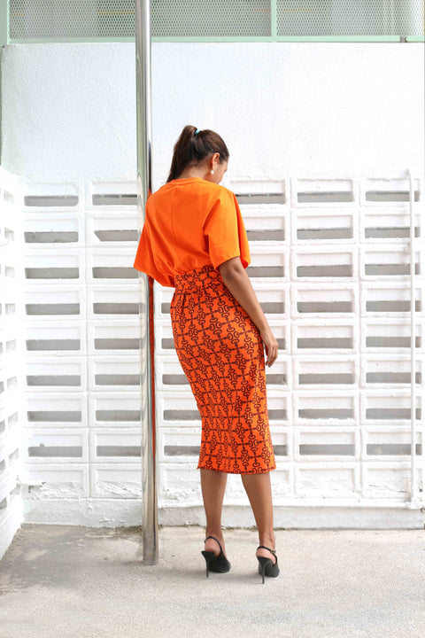 T-Shirt Dress - Crepe Ginger Orange