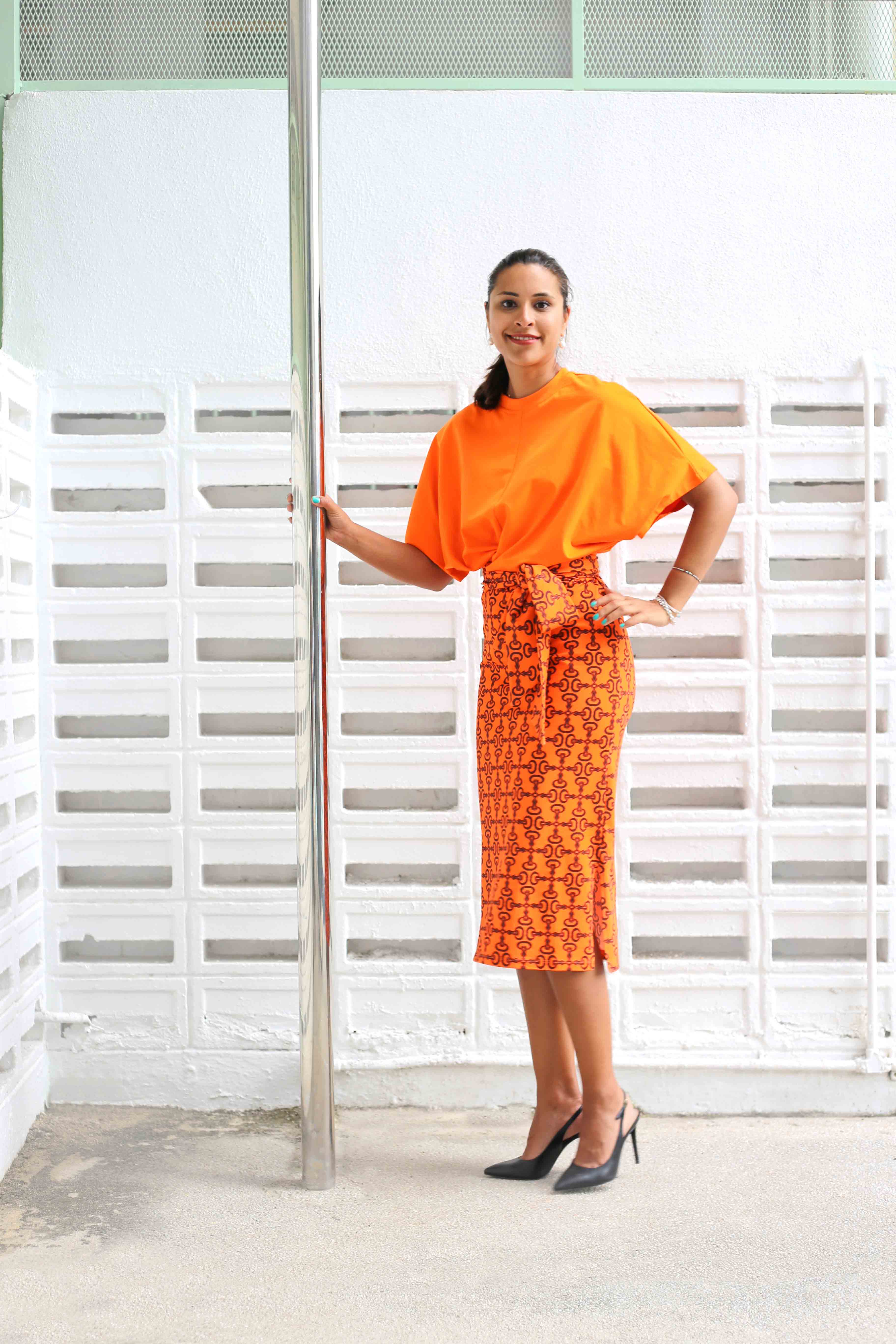 T-Shirt Dress - Crepe Ginger Orange