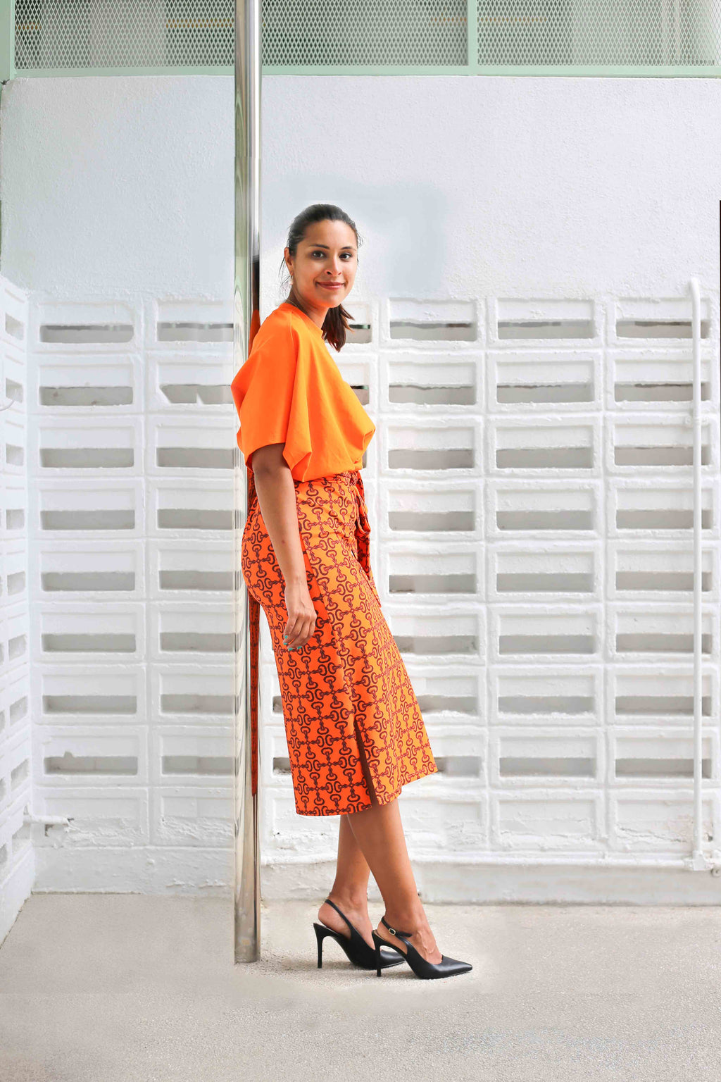 T-Shirt Dress - Crepe Ginger Orange