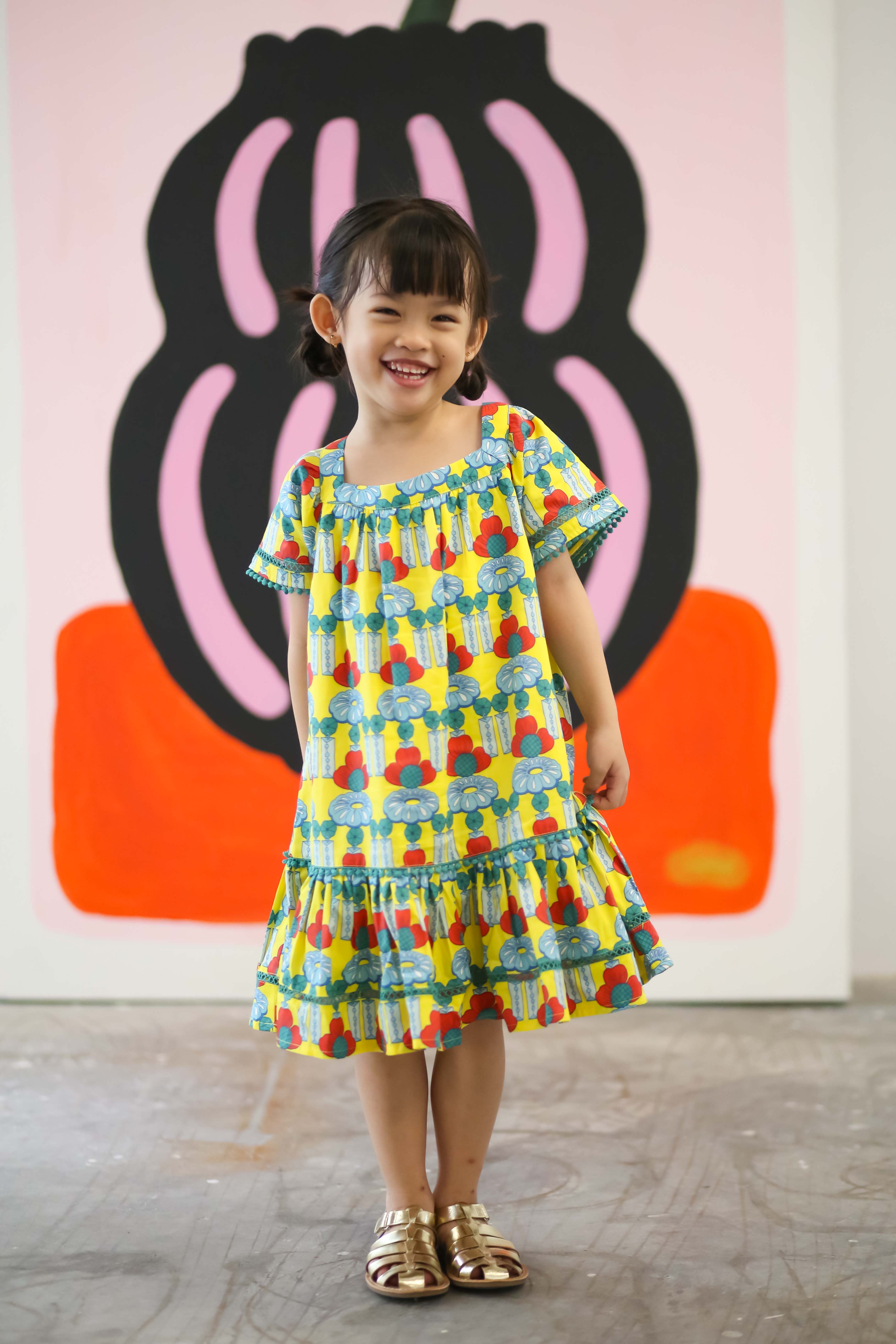 Girls Sunshine Dress - Crystal Blossom Yellow