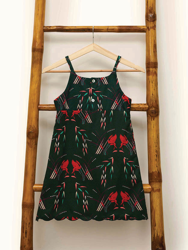 Girls Spaghetti Dress - Wild Grass Passion