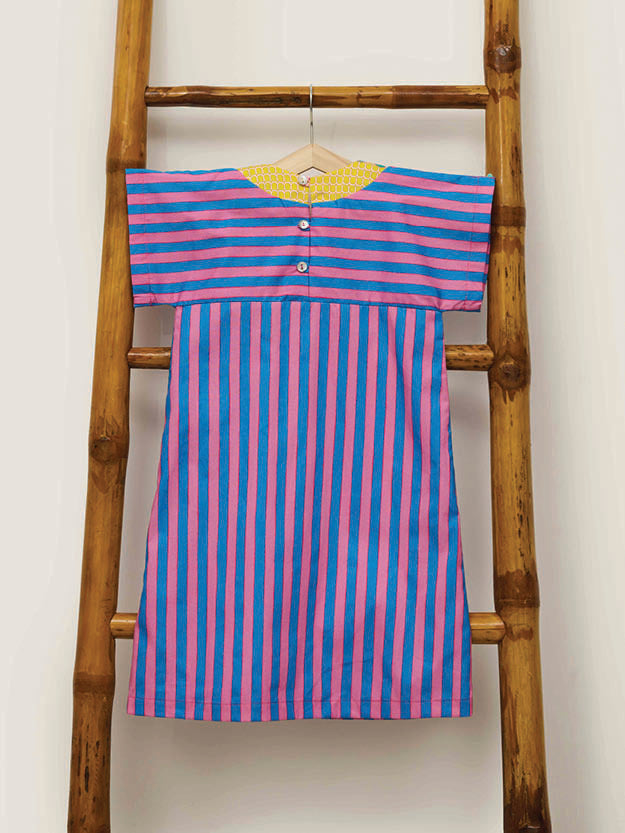 Girls Jeanne Dress - St Tropez Pink & Blue