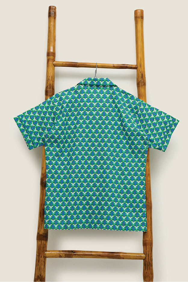 Men's Shirt - Diamond & Flower Blue