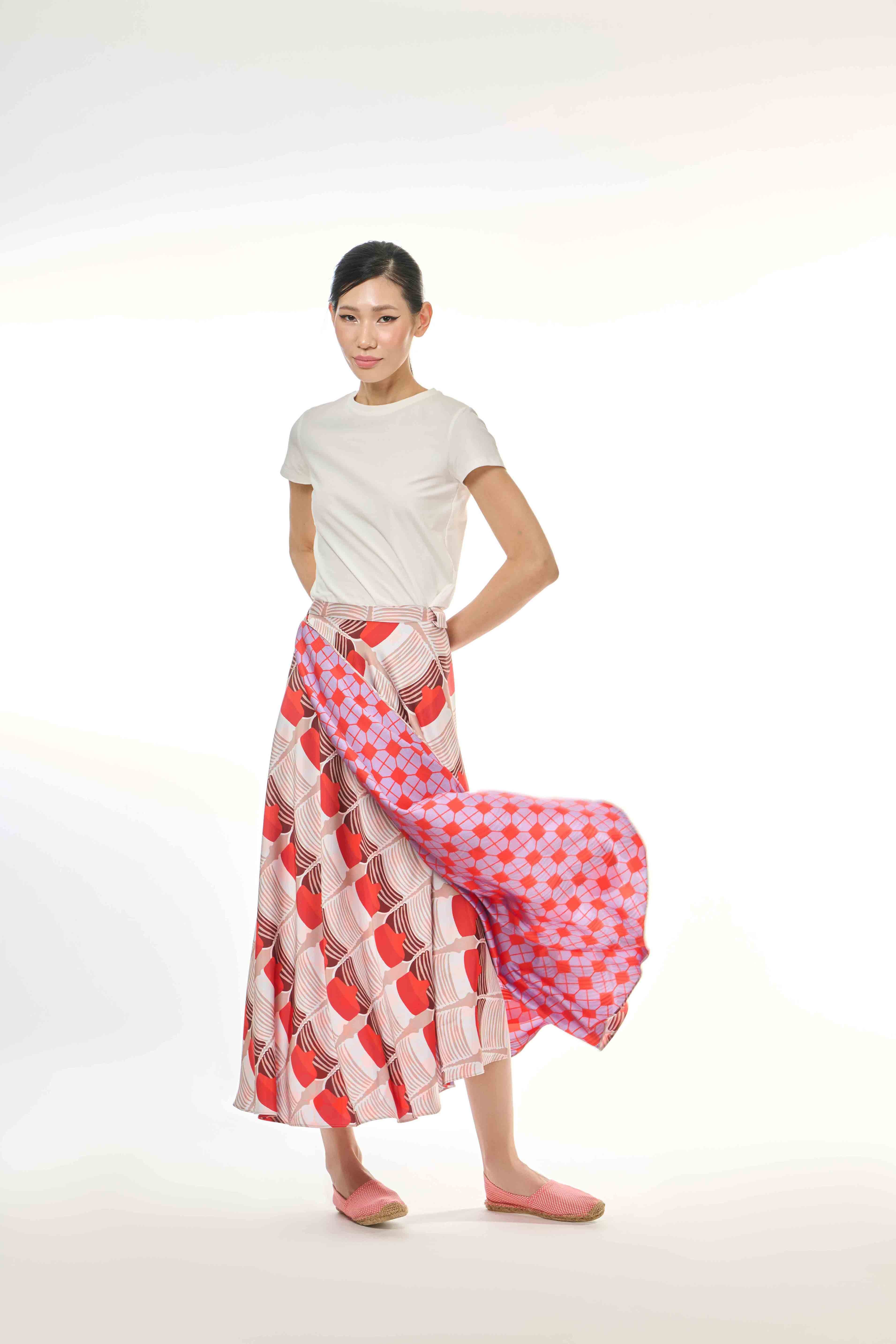Wrap Skirt - Tapau Tiles Chilli Pepper