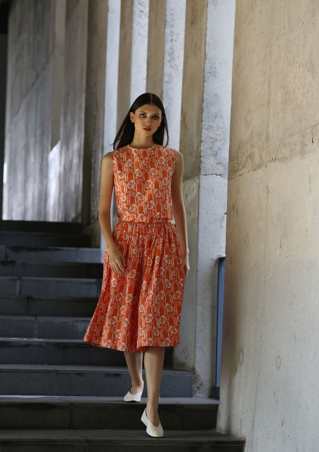 Crop Top - Violets & Radiccio Orange