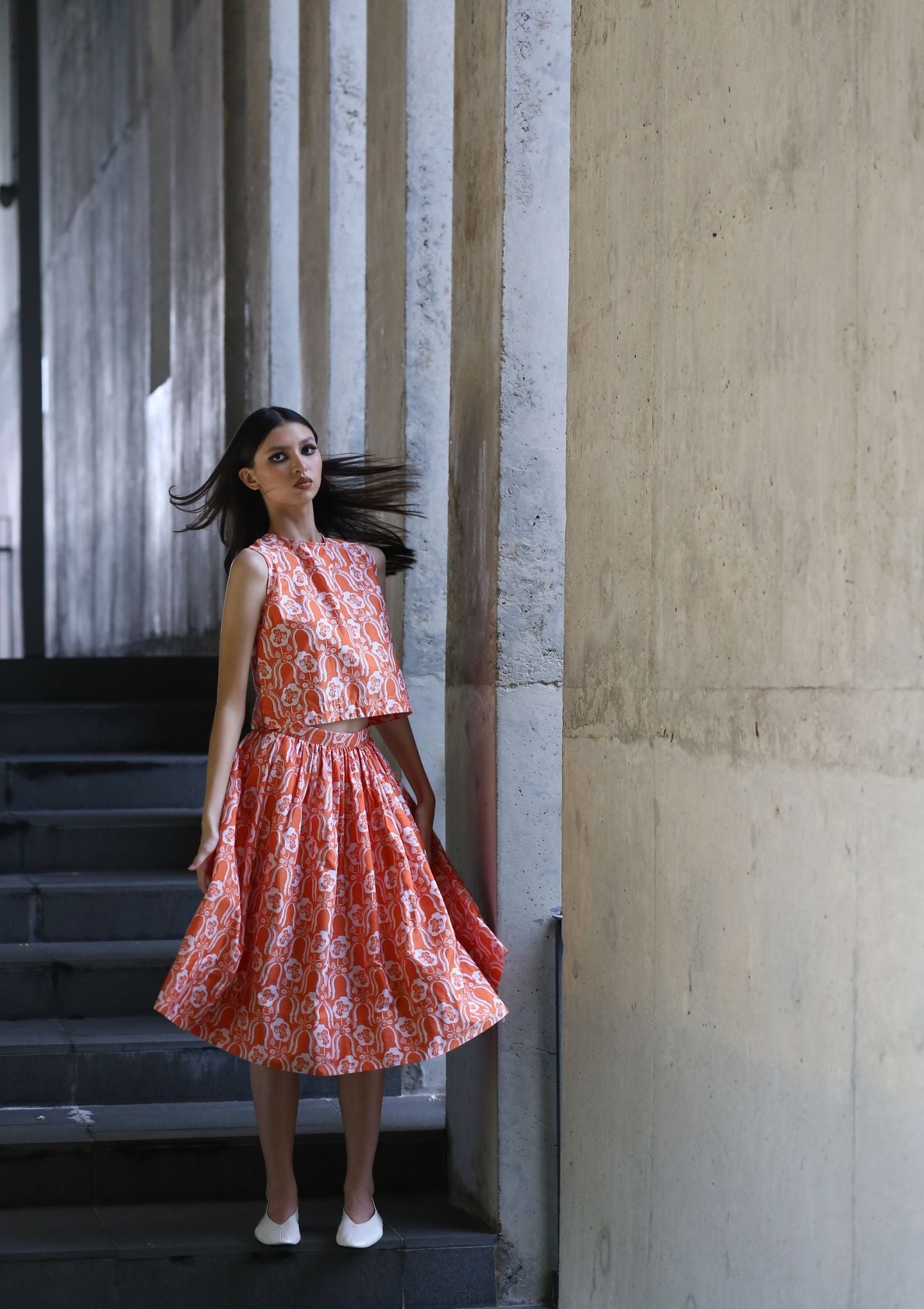 Crop Top - Violets & Radiccio Orange