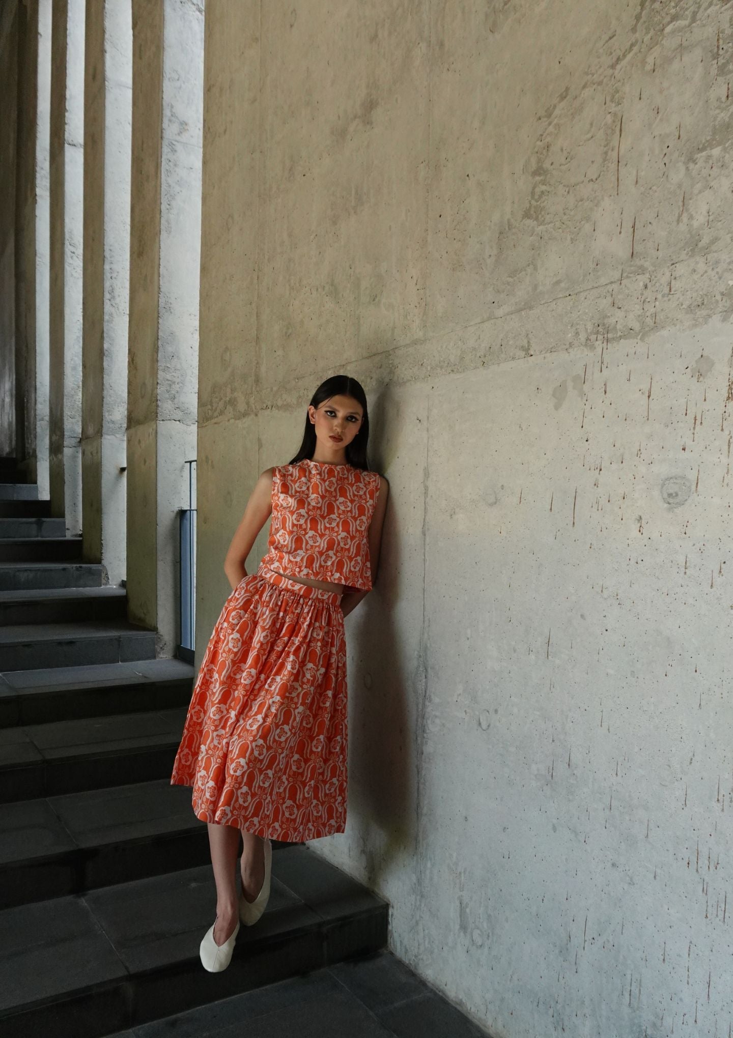 Crop Top - Violets & Radiccio Orange
