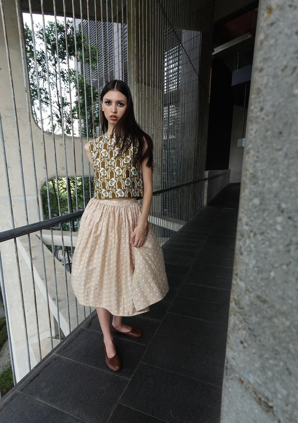 Crop Top - Violets & Radiccio Olive